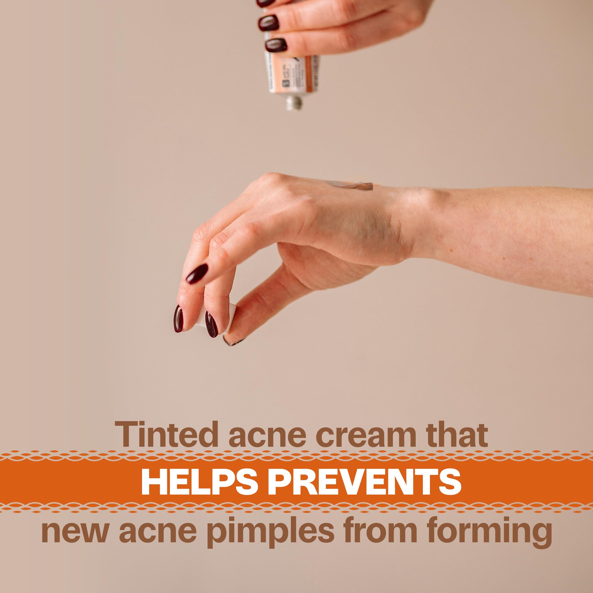 Adult Acnomel tinted cream swatch on skin highlights coverage and treatment blend