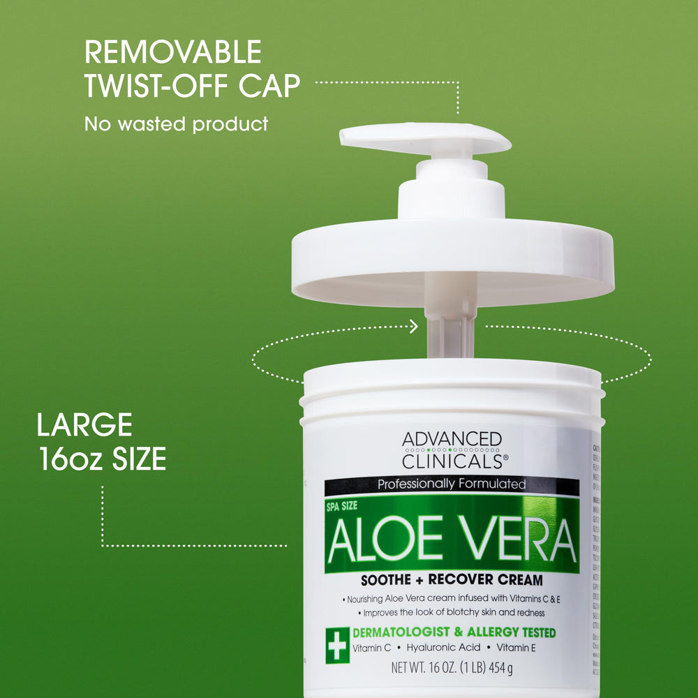 Advanced Clinicals Aloe Vera Lotion, application mains: peau souple et nourrie.
