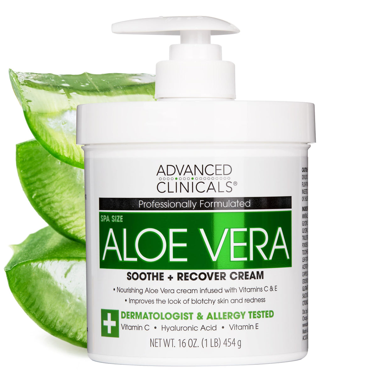 Advanced Clinicals Aloe Vera Lotion, bouteille: hydratation douce et peau rafraîchie.
