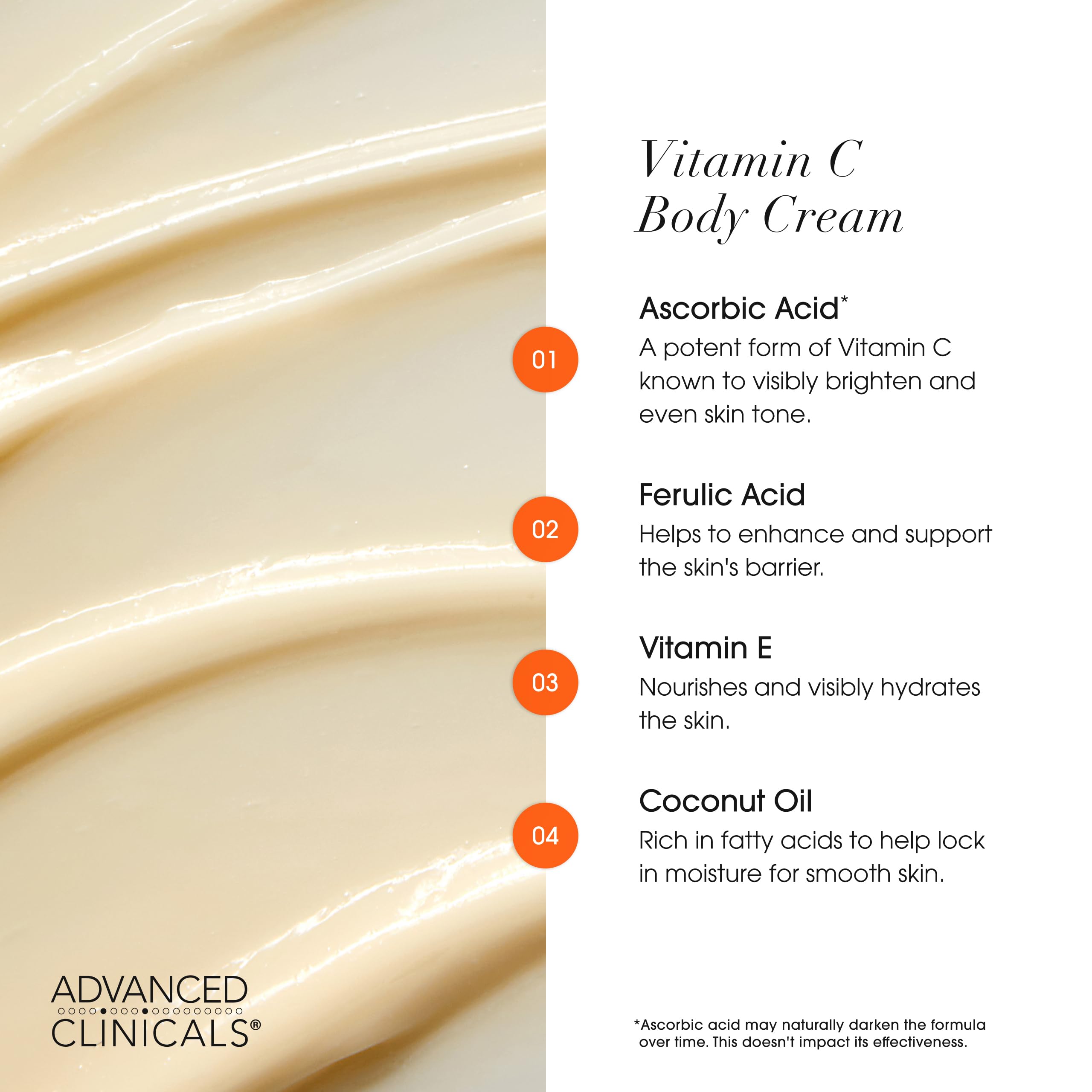 Advanced Clinicals Application Crème Corps — routine quotidienne qui nourrit la peau.