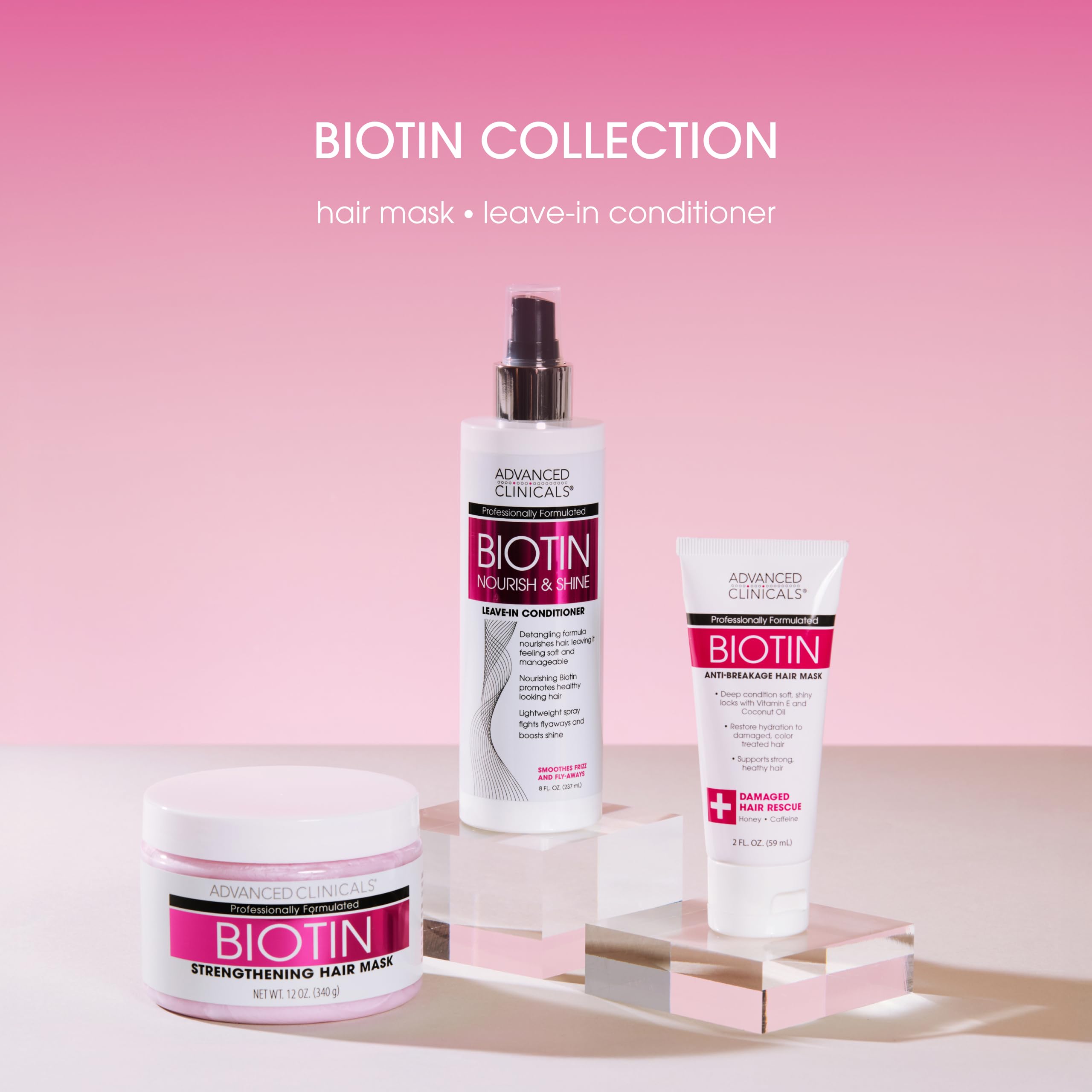 Masque capillaire Biotine Advanced Clinicals, miel Manuka pour nourrir les cheveux.