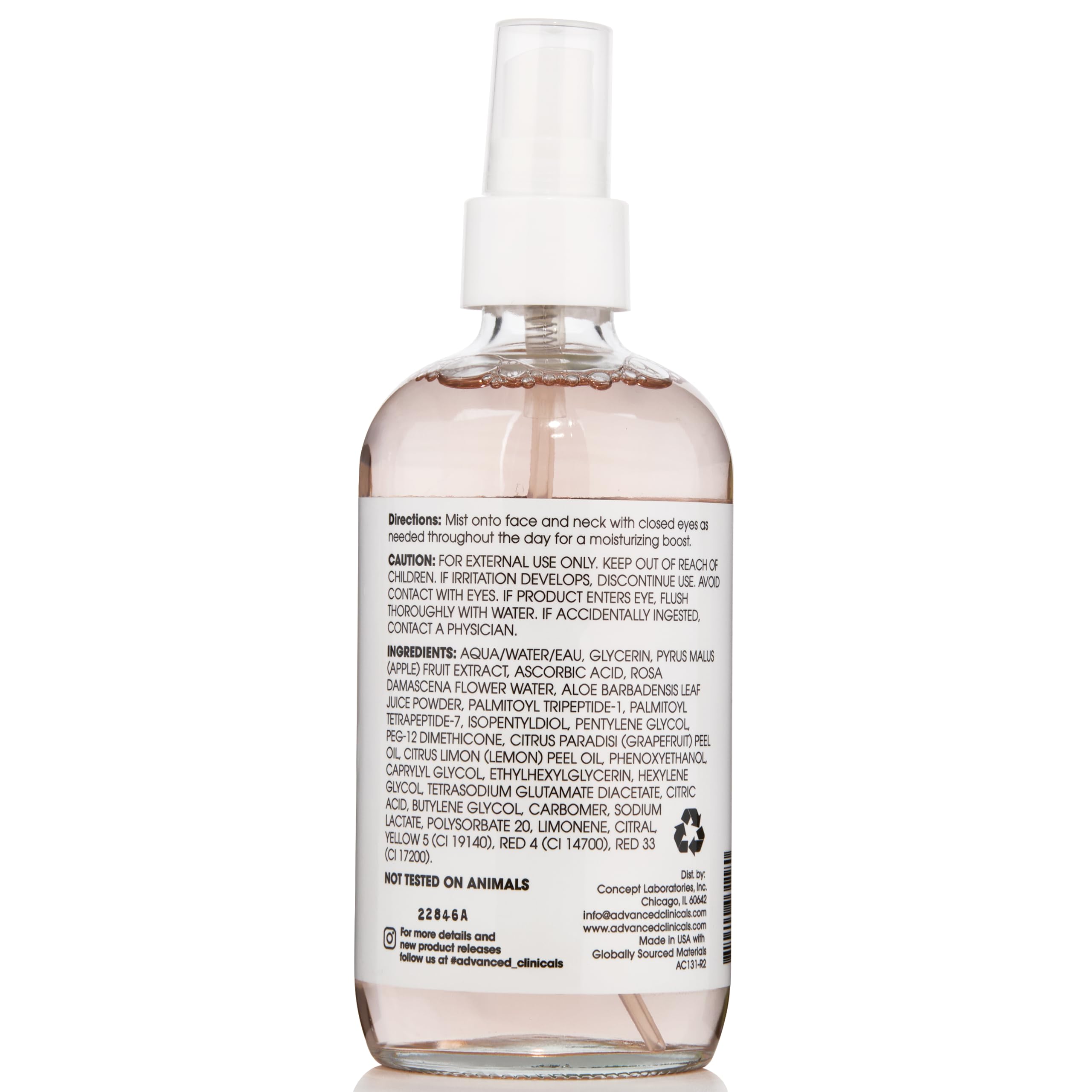 Advanced Clinicals bottle top view emphasizing sleek design.
