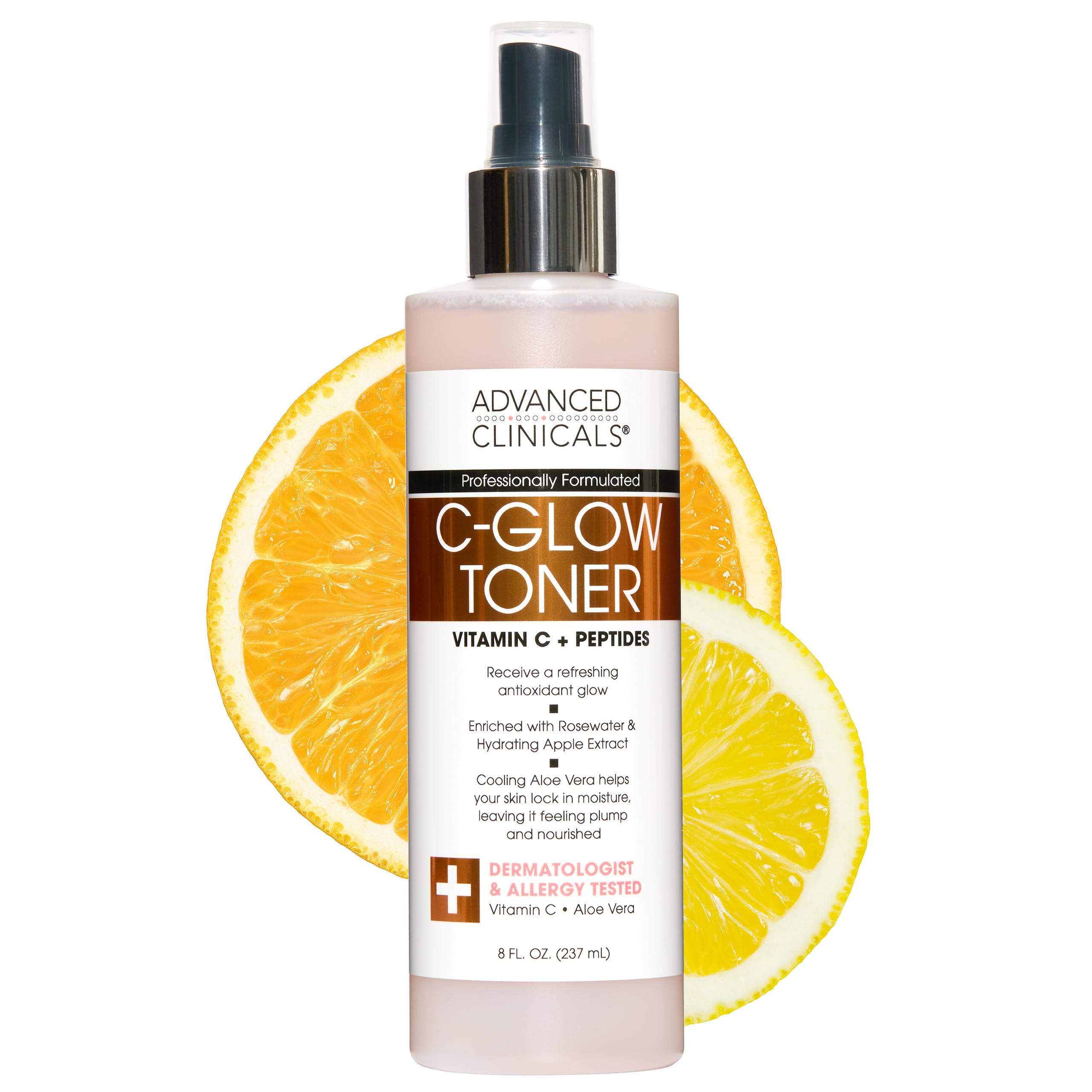 Advanced Clinicals brume visage : flacon élégant pour éclat et hydratation