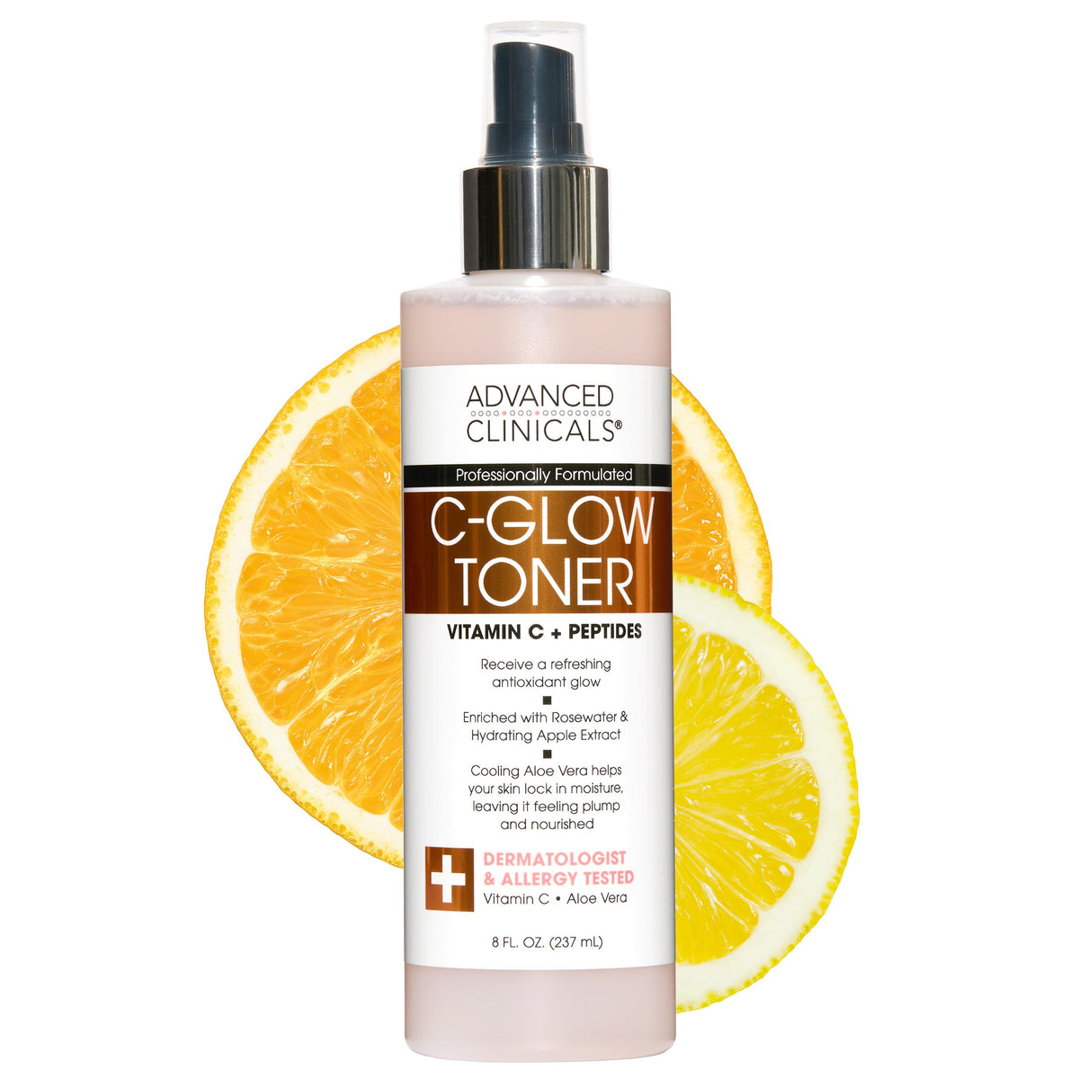 Advanced Clinicals brume visage : flacon élégant pour éclat et hydratation