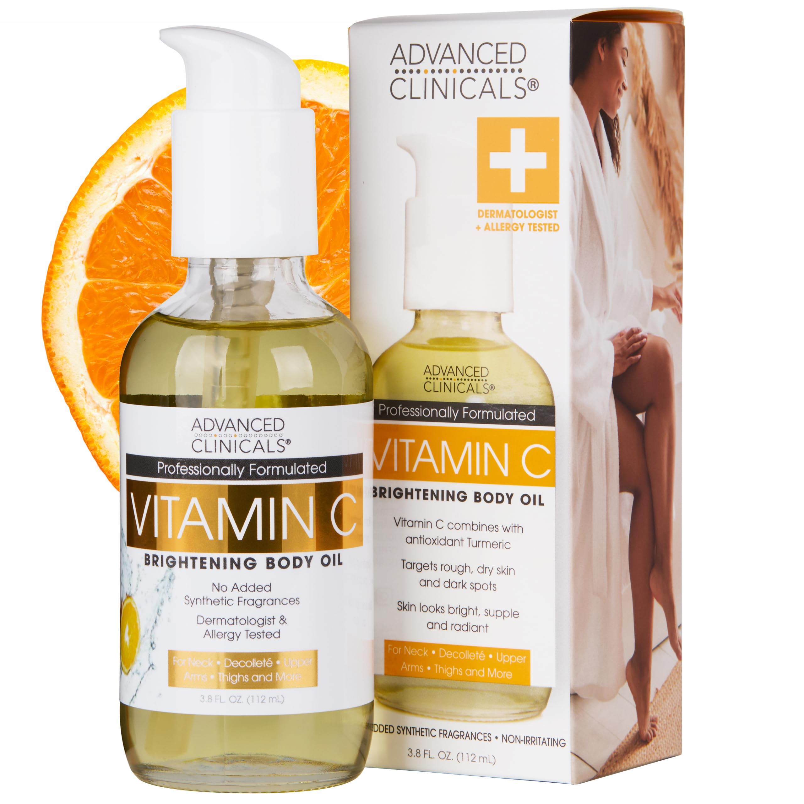 Advanced Clinicals Vitamine C Huile-Corps – bouteille élégante et hydratation durable.