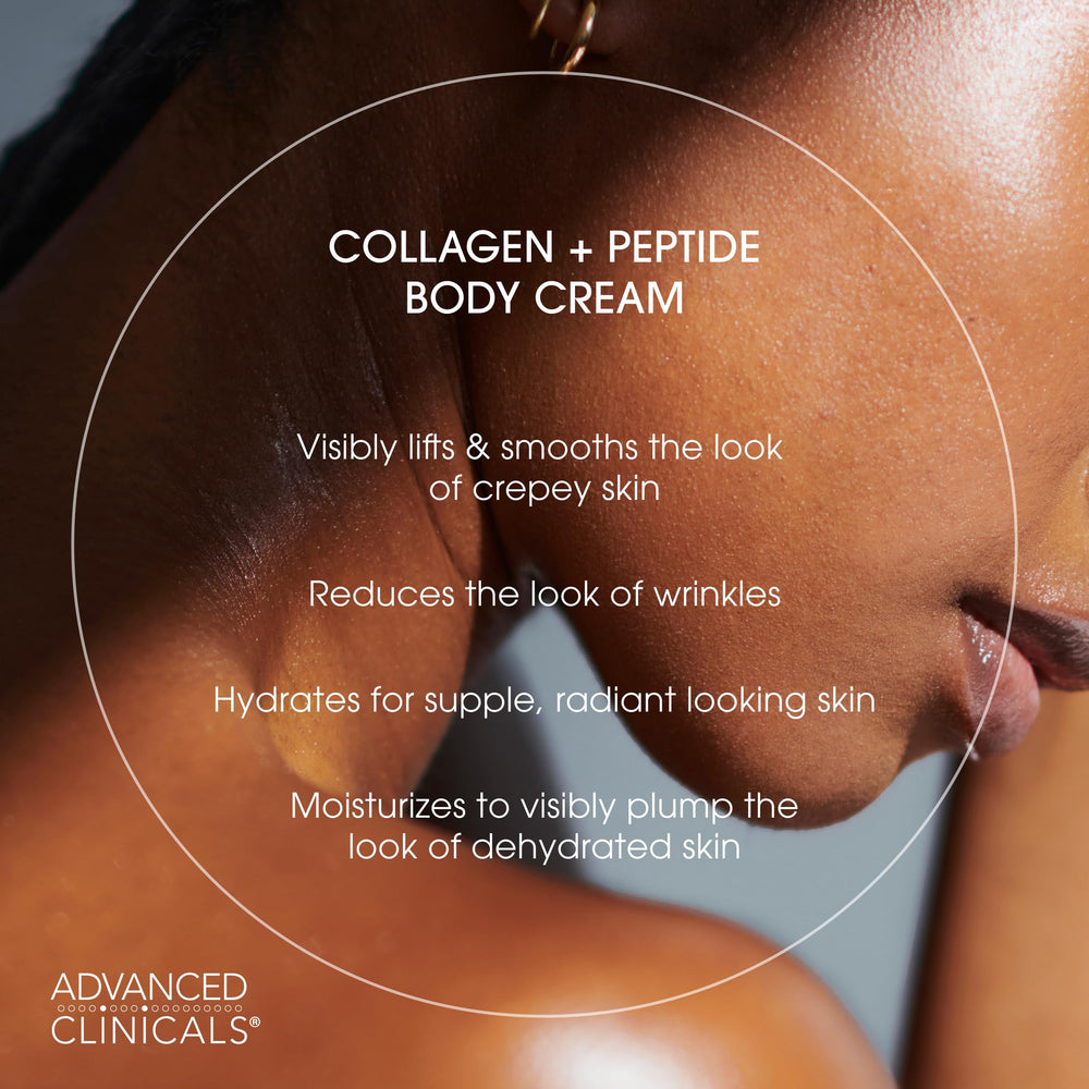 Advanced Clinicals Collagen Peptides - Beurre de karité et ingrédients nourrissants.