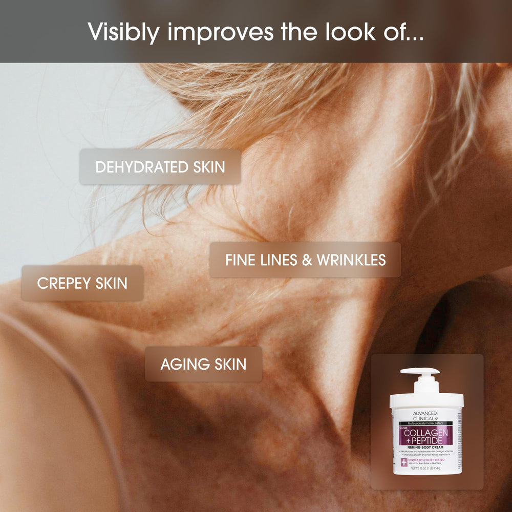Advanced Clinicals Collagen Peptides — Texture riche pour les jambes lisses.