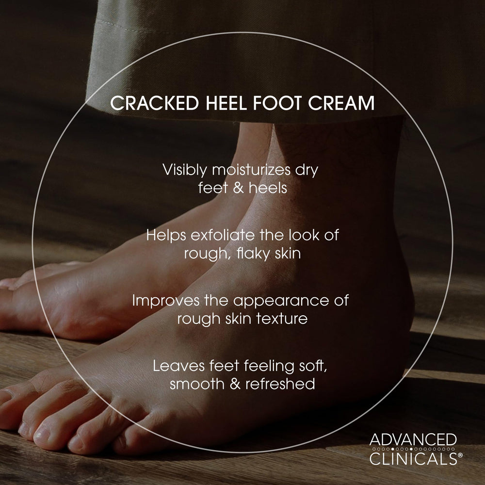 Advanced Clinicals Crème talons craqués: application sur les pieds pour douceur durable.