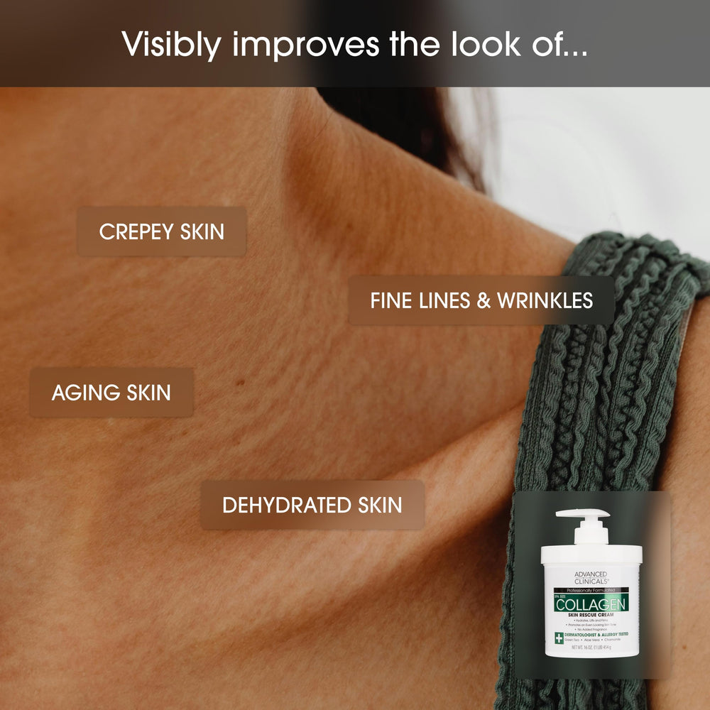 Advanced Clinicals Crème Collagen Visage et Corps: hydratation globale pour peau lisse.