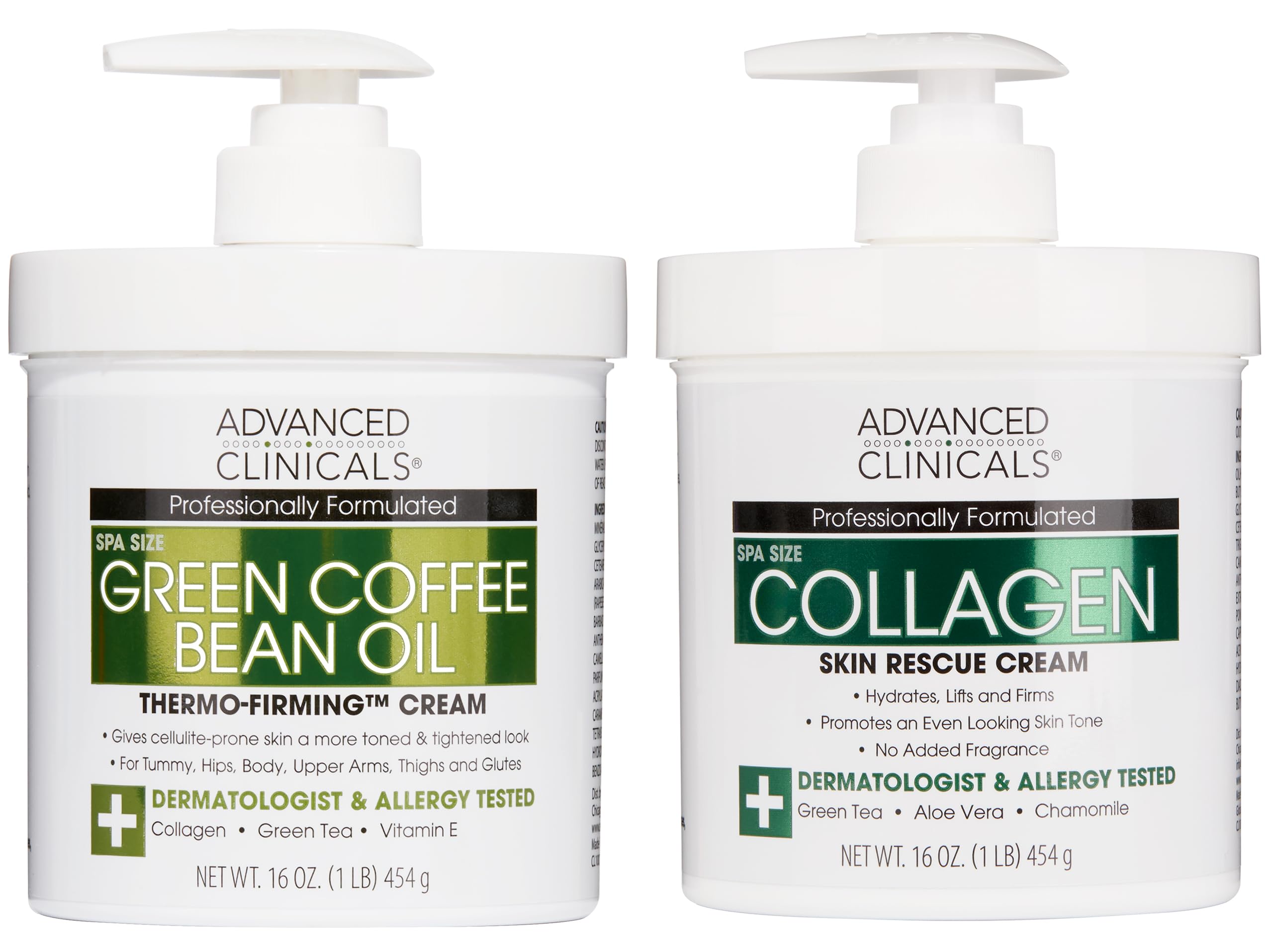 Advanced Clinicals Crème Collagène Corps Sans Parfum en bouteille, hydratation visible.