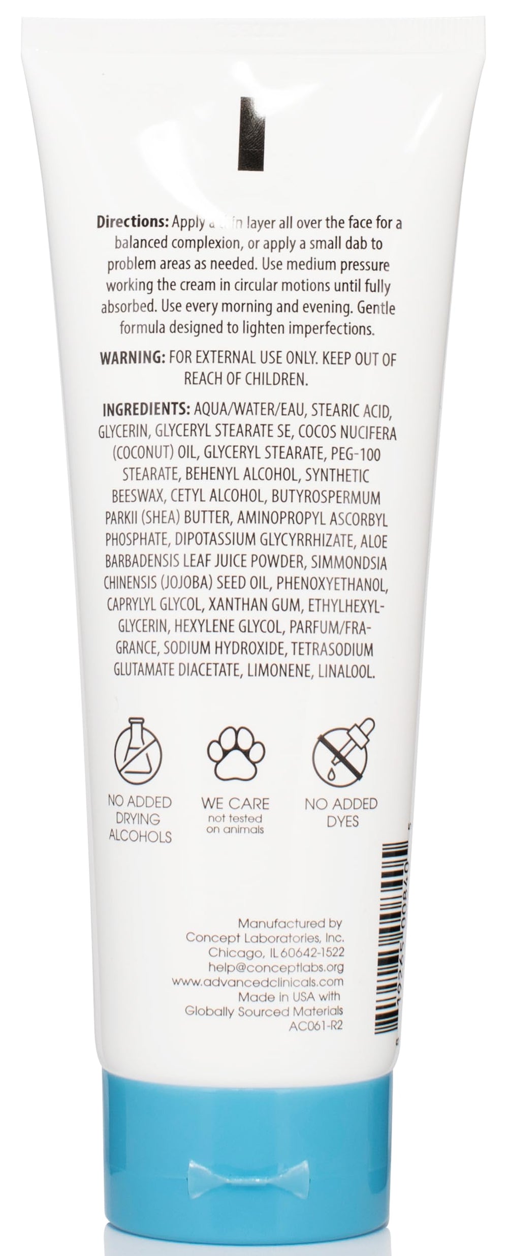Advanced Clinicals conditionnement-8oz-visage-corps: flacon pratique pour usage quotidien.