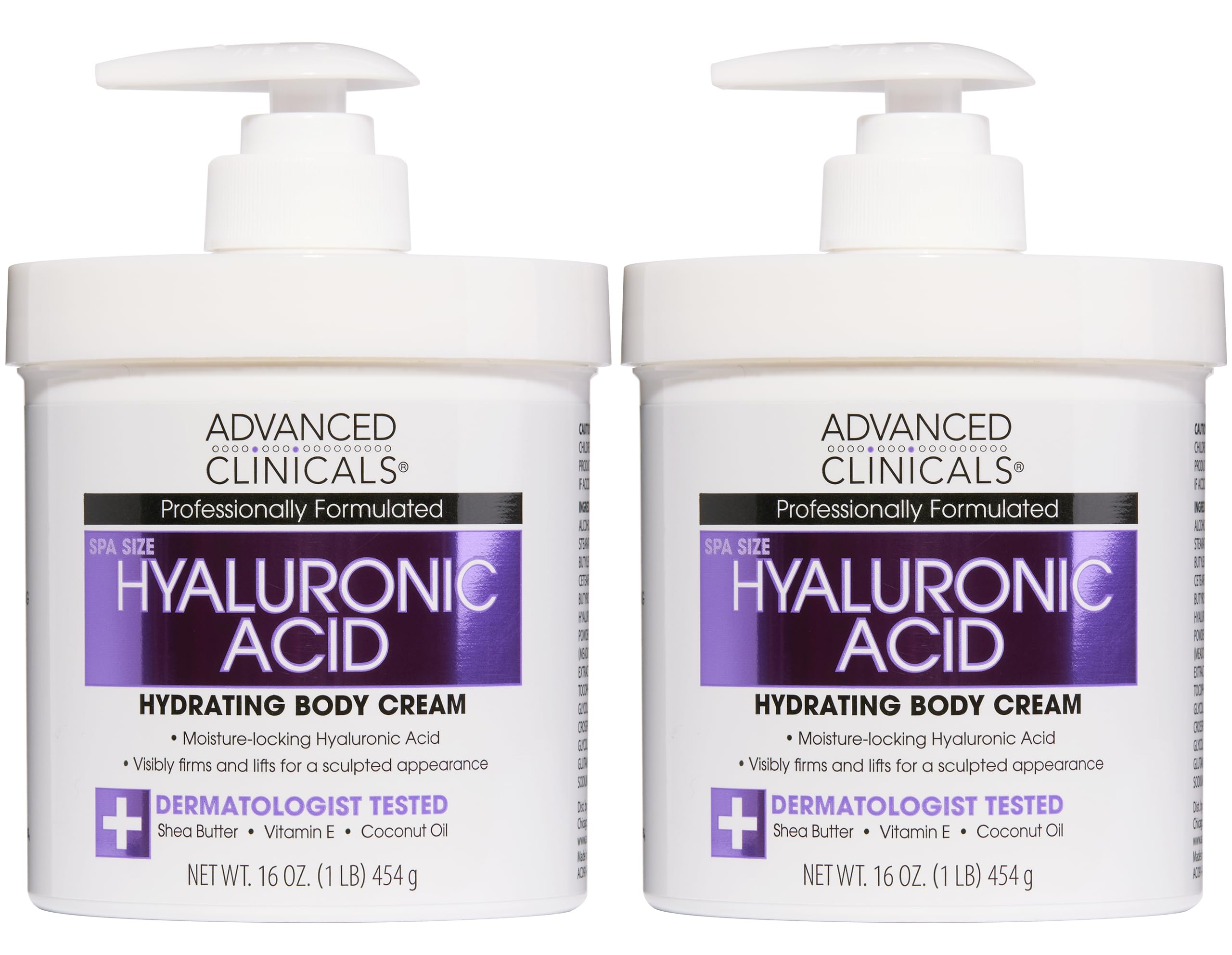 Advanced Clinicals Crème Corps à l’Acide Hyaluronique — bouteille pompe pour hydratation durable
