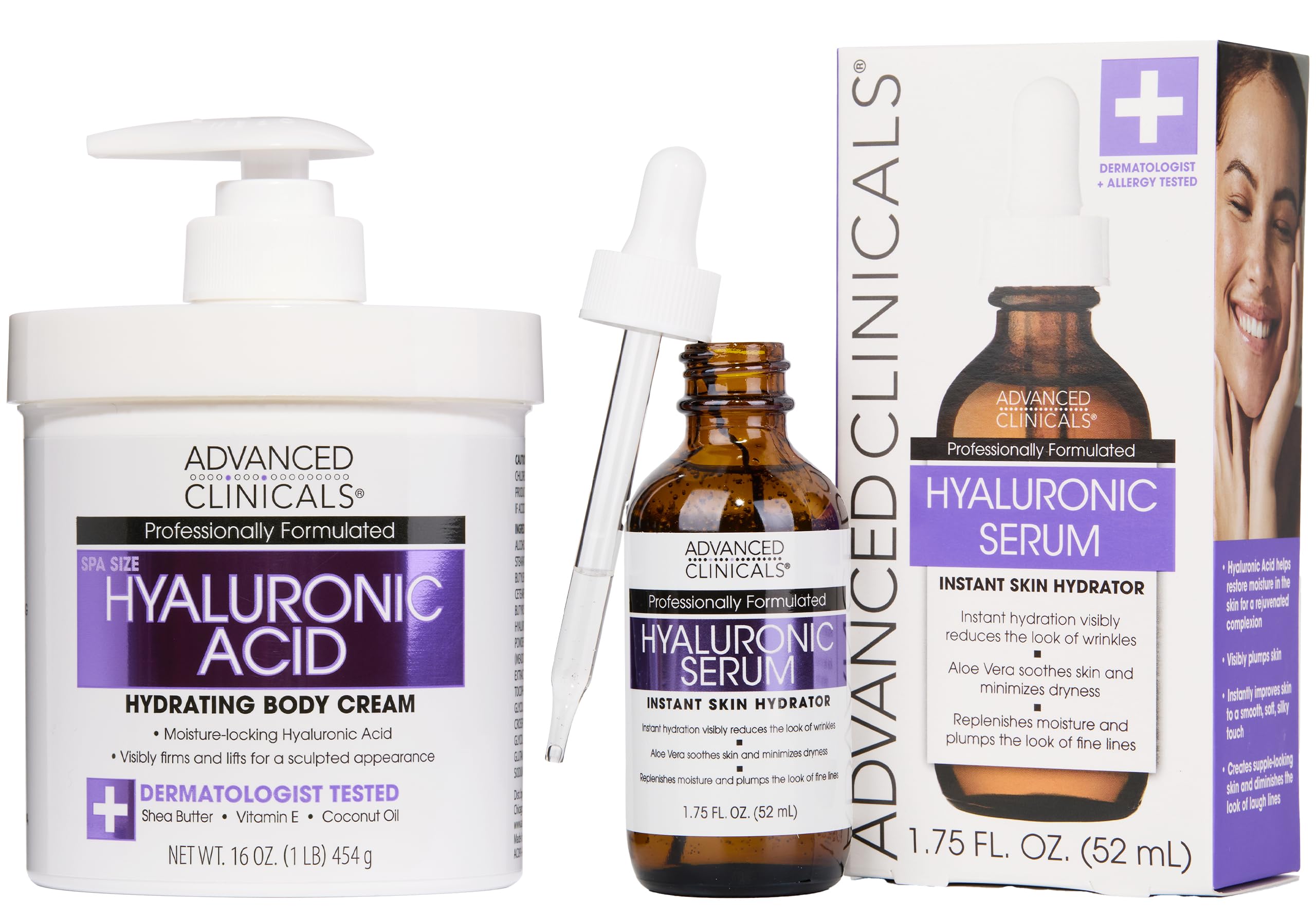 Advanced Clinicals crème corps acide hyaluronique hydratation profonde et peau lisse
