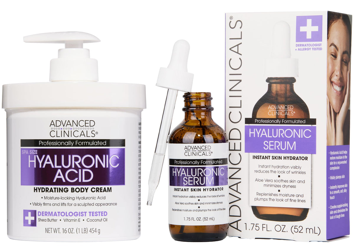Advanced Clinicals crème corps acide hyaluronique hydratation profonde et peau lisse