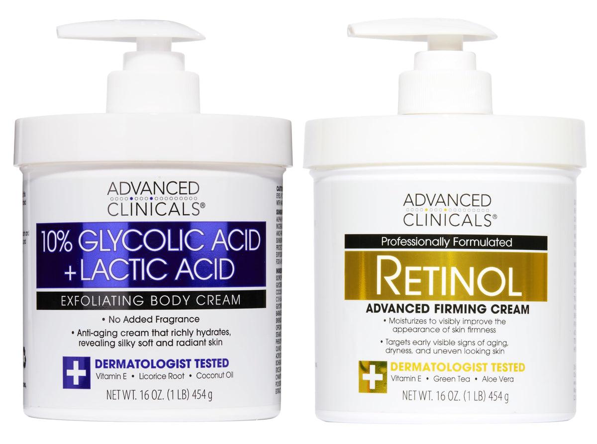 Advanced Clinicals crème corporelle rétinol en pot, hydratation riche.