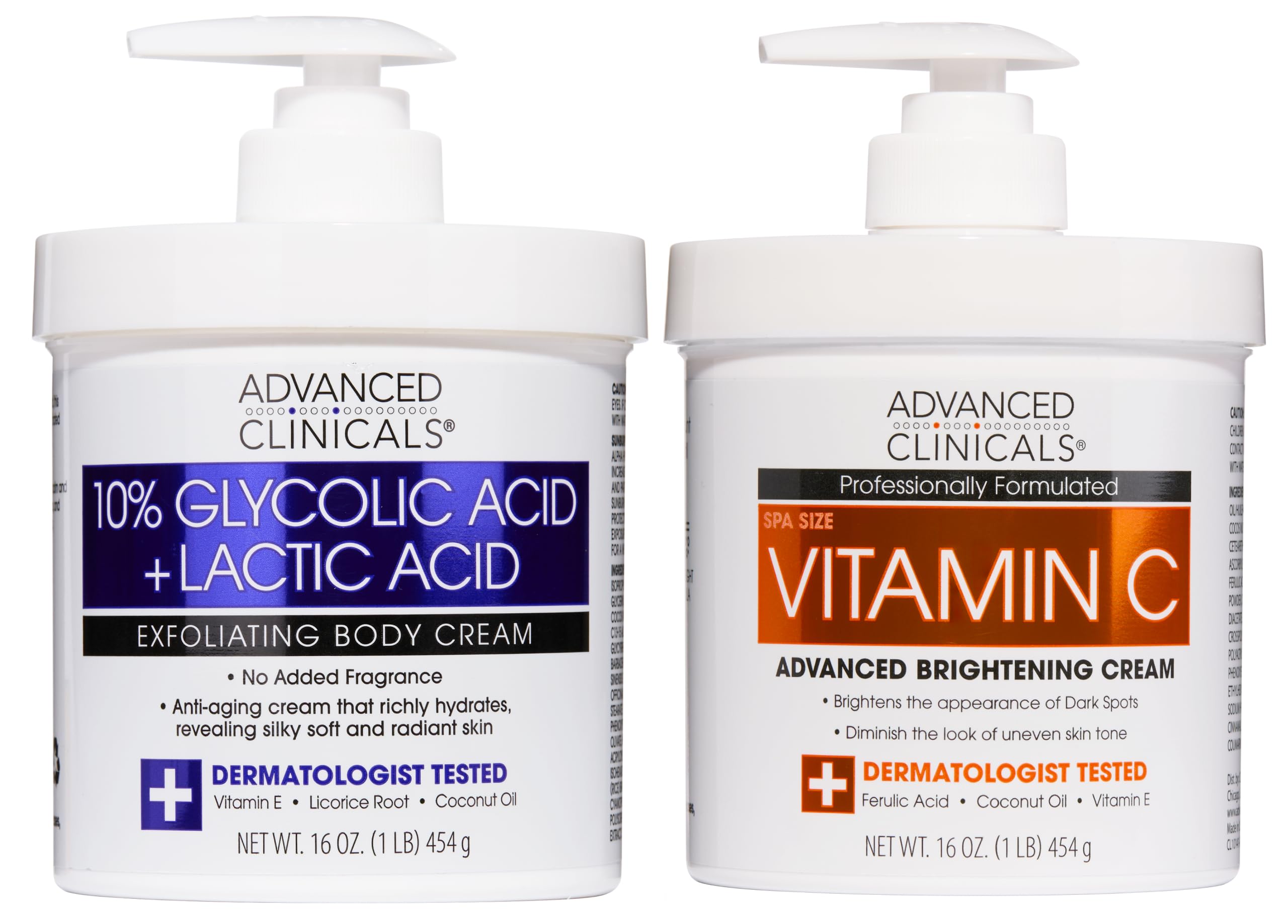 Advanced Clinicals Crème Corps Vitamin C – éclat lumineux et hydratation durable.