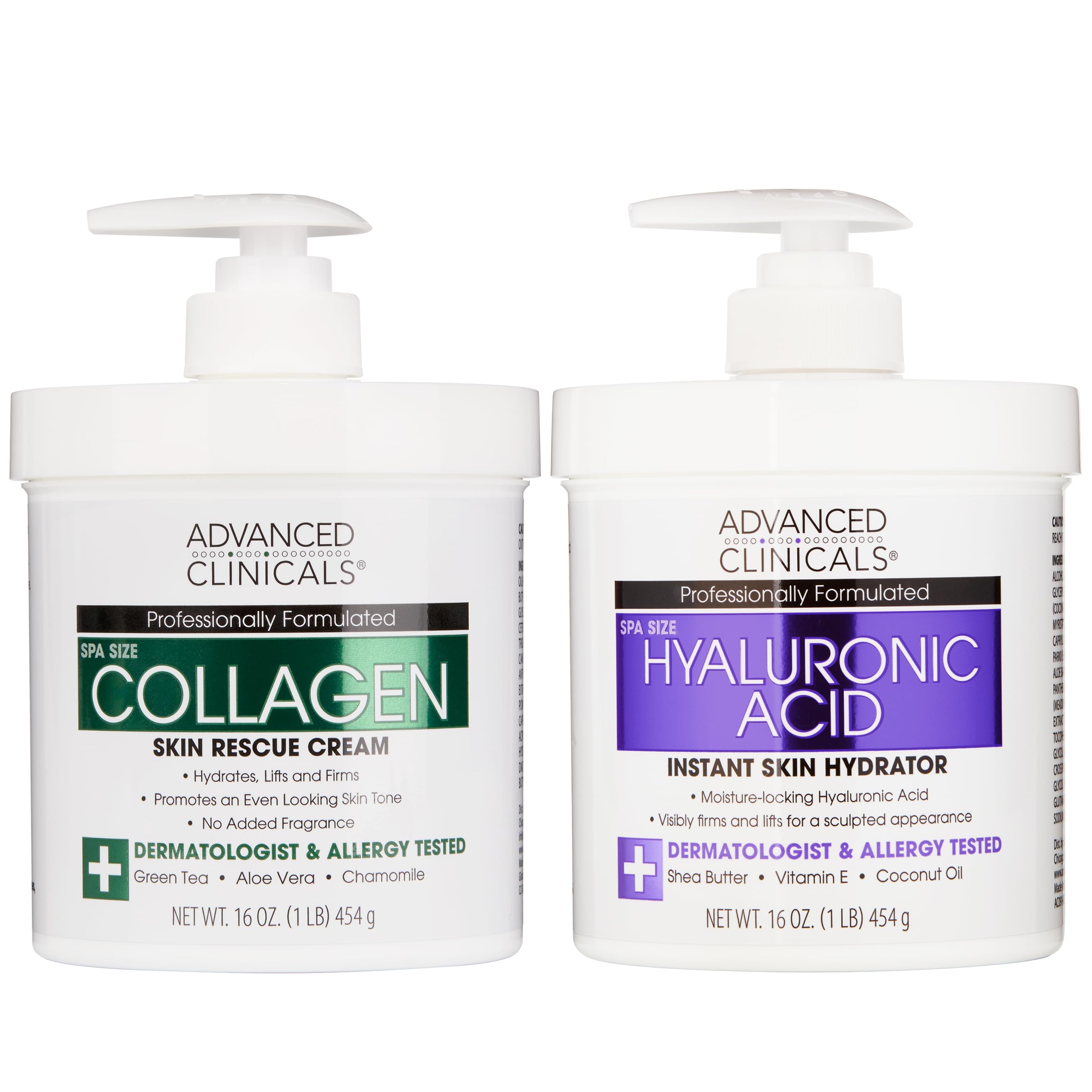 Advanced Clinicals Crème Hyaluronique en bouteille pour hydratation durable du corps
