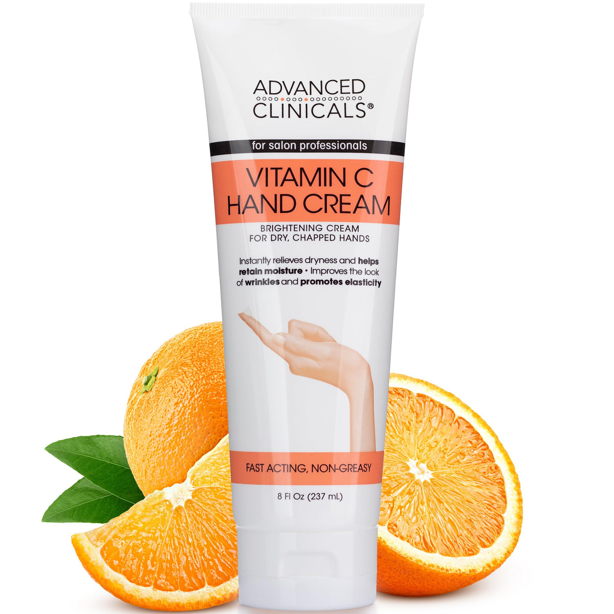 Advanced Clinicals Crème Main Vitamine C – flacon, hydratation rapide des mains sèches.