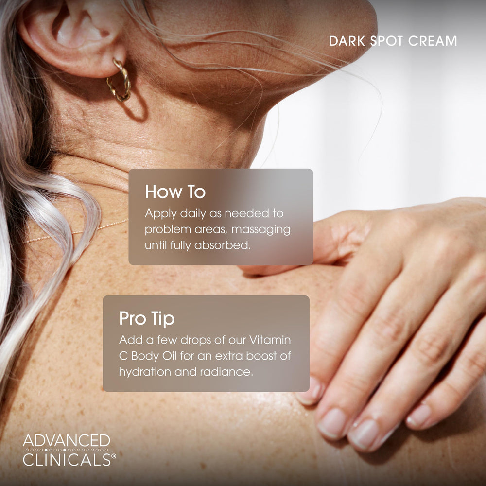 Advanced Clinicals Crème Points Sombres – Corps, texture légère pour une utilisation multiple.