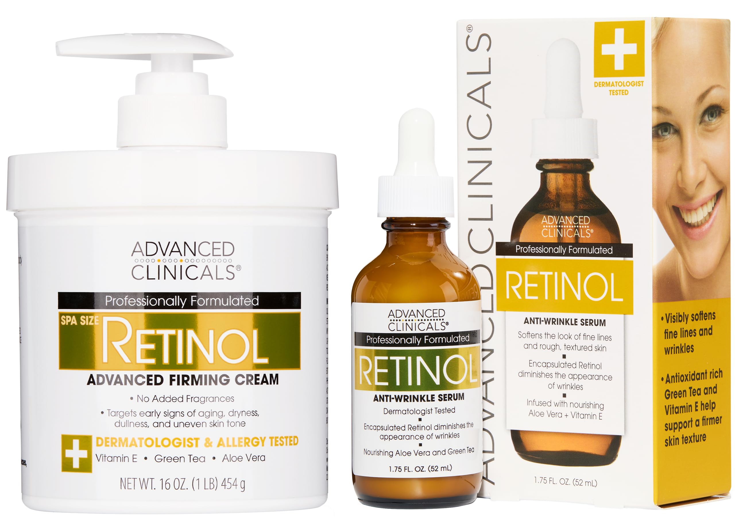 Advanced Clinicals Crème retinol pour le corps, hydratante et affinante l’apparence des ridules.