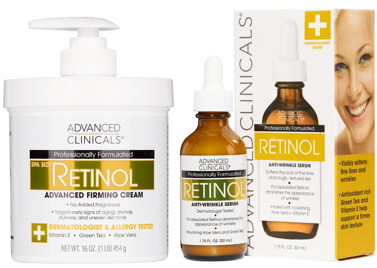 Advanced Clinicals Crème retinol pour le corps, hydratante et affinante l’apparence des ridules.