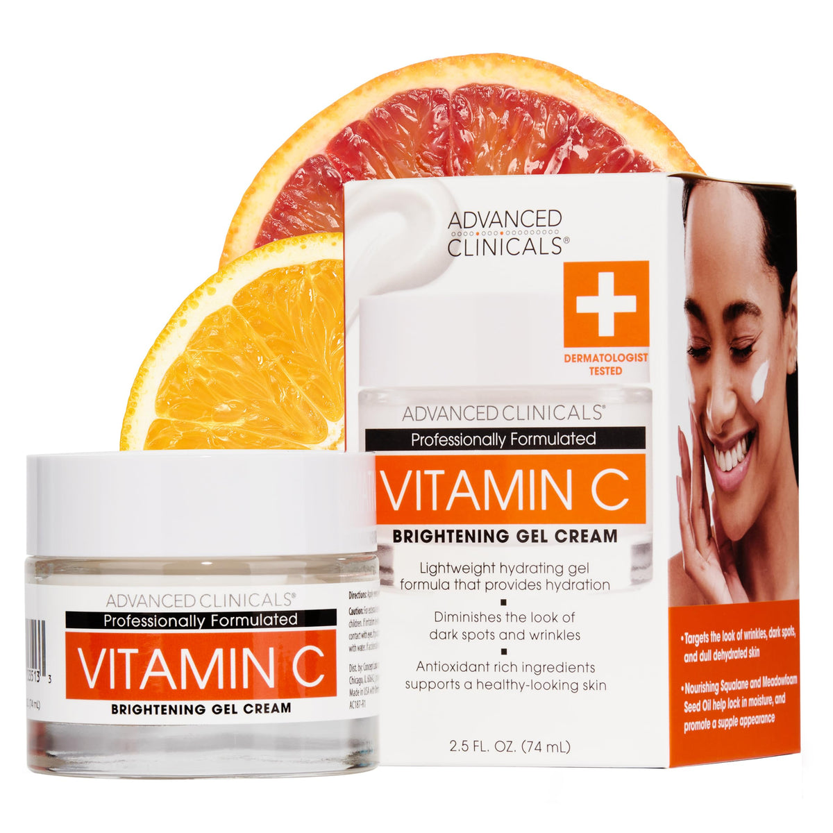 Advanced Clinicals crème-visage-vitamine-c-gel hydrate et éclaire la peau.