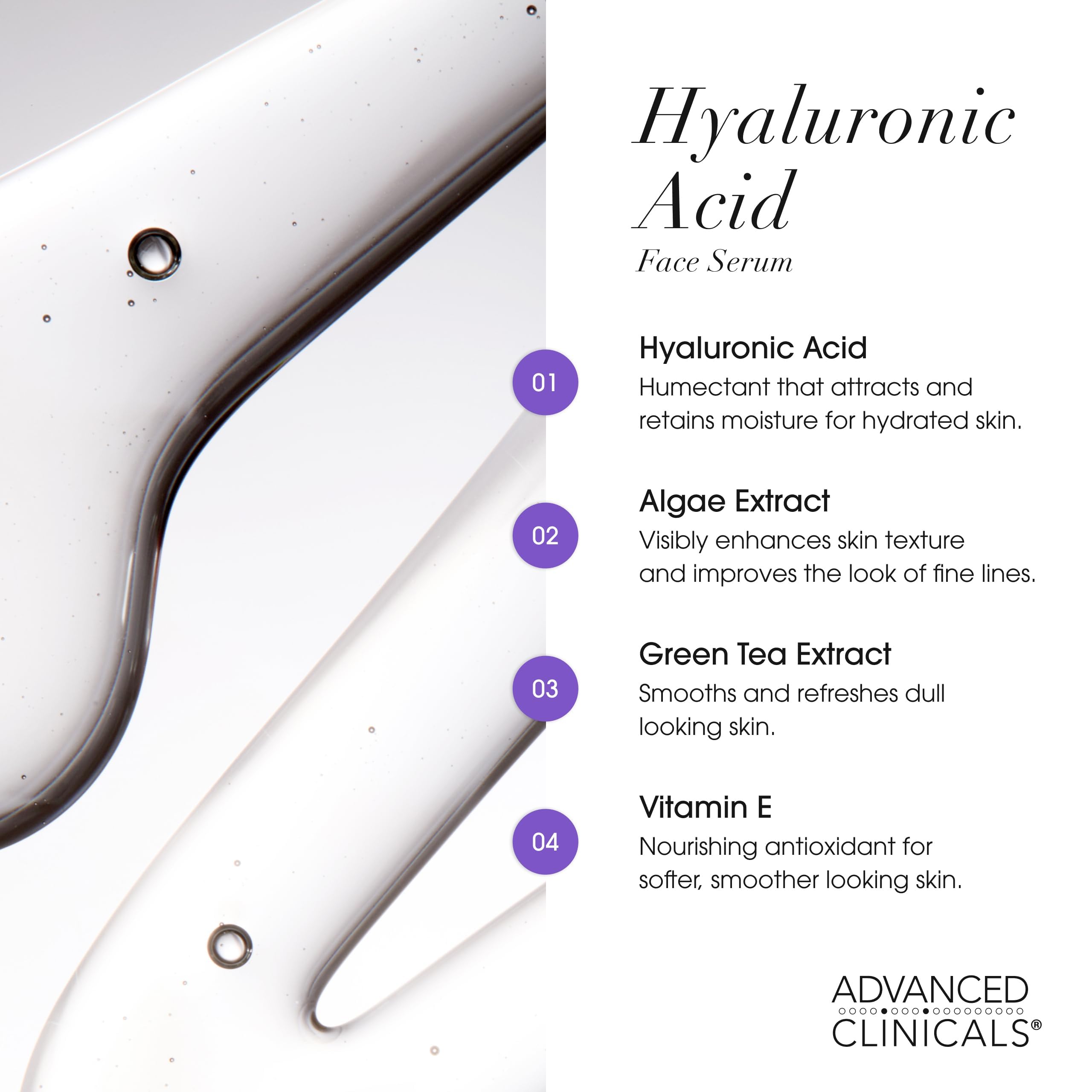 Advanced Clinicals etiquette produit hyaluronique explicite