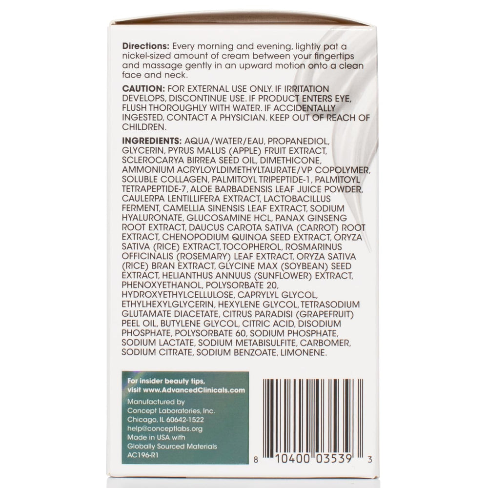 Emballege pratique de 2 oz de Advanced Clinicals Gel-Creme Collagene pour voyager.