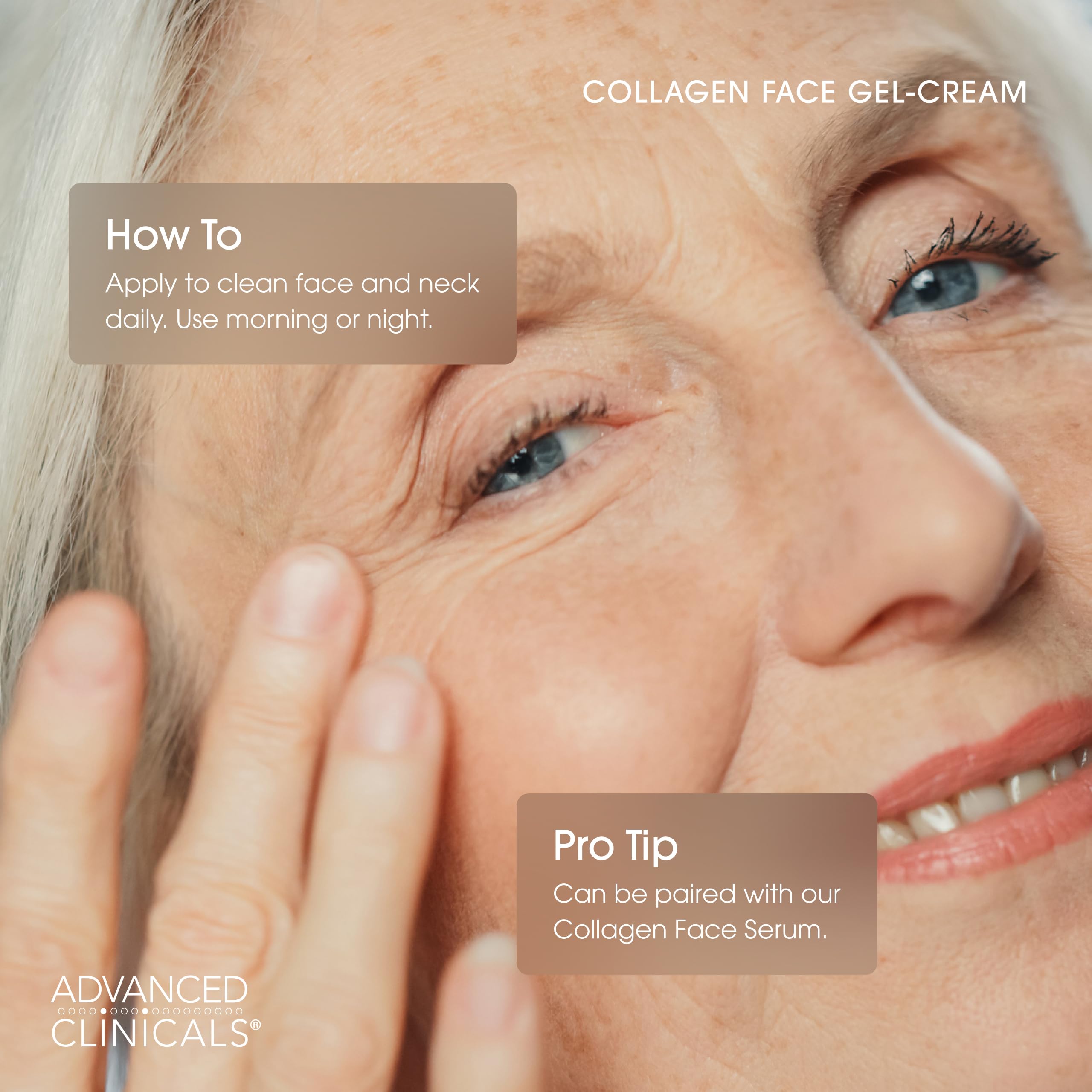 Peptides et huile de marula dans Advanced Clinicals Gel-Creme Collagene nourrissent la peau.