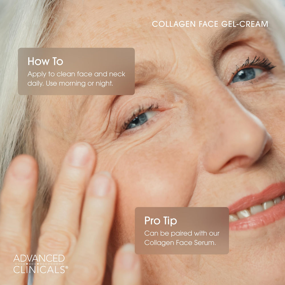 Peptides et huile de marula dans Advanced Clinicals Gel-Creme Collagene nourrissent la peau.