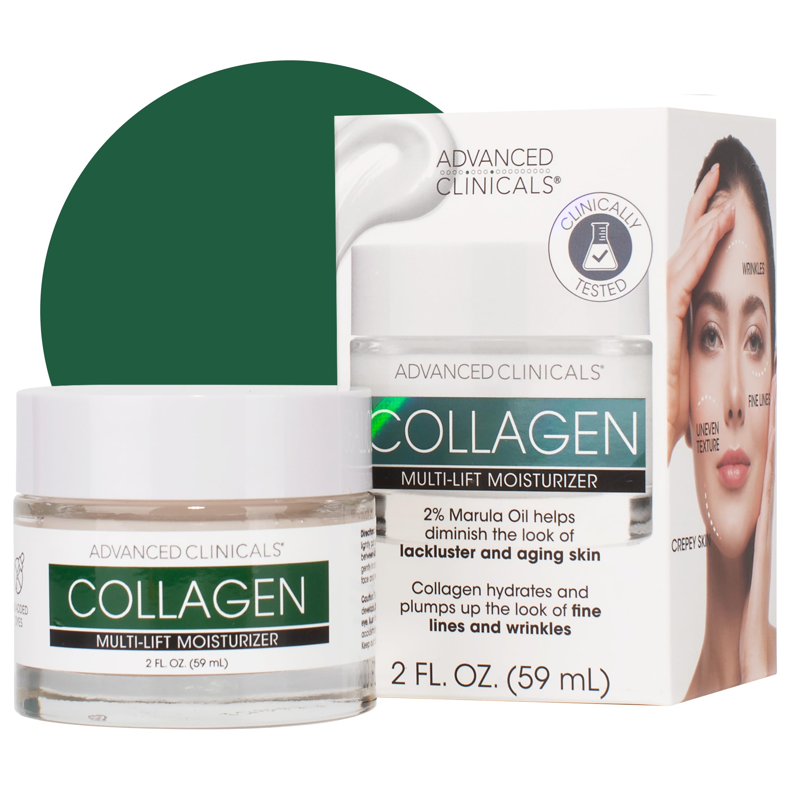 Advanced Clinicals Gel-Creme Collagene, flacon pompe, hydratation durable pour peau sèche.