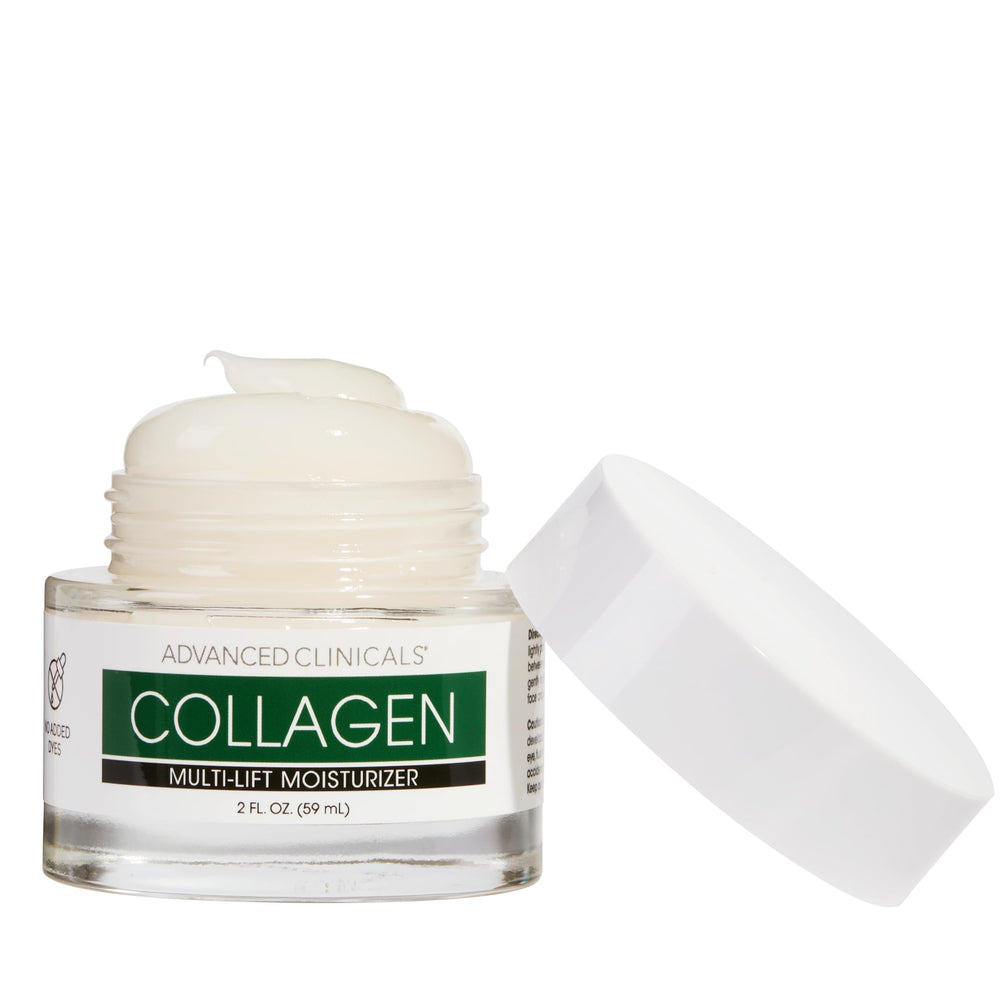 Advanced Clinicals Gel-Creme Collagene, testée dermatologiquement et formulation fiable.