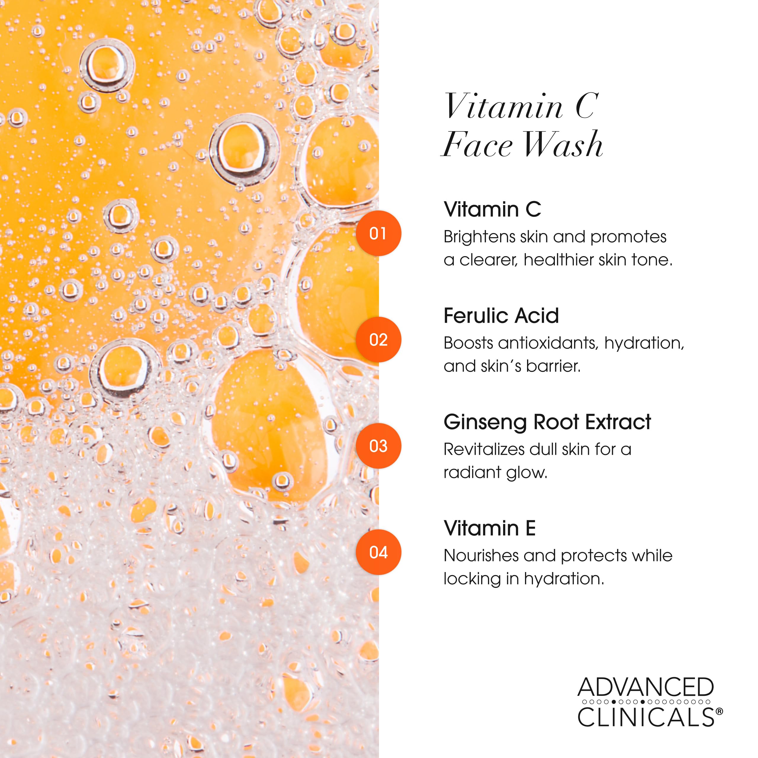 Advanced Clinicals – acide férulique et Aloe Vera, hydratation légère et éclat.