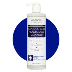Advanced Clinicals Glycolic Face Wash bottle with sleek design for daily exfoliation