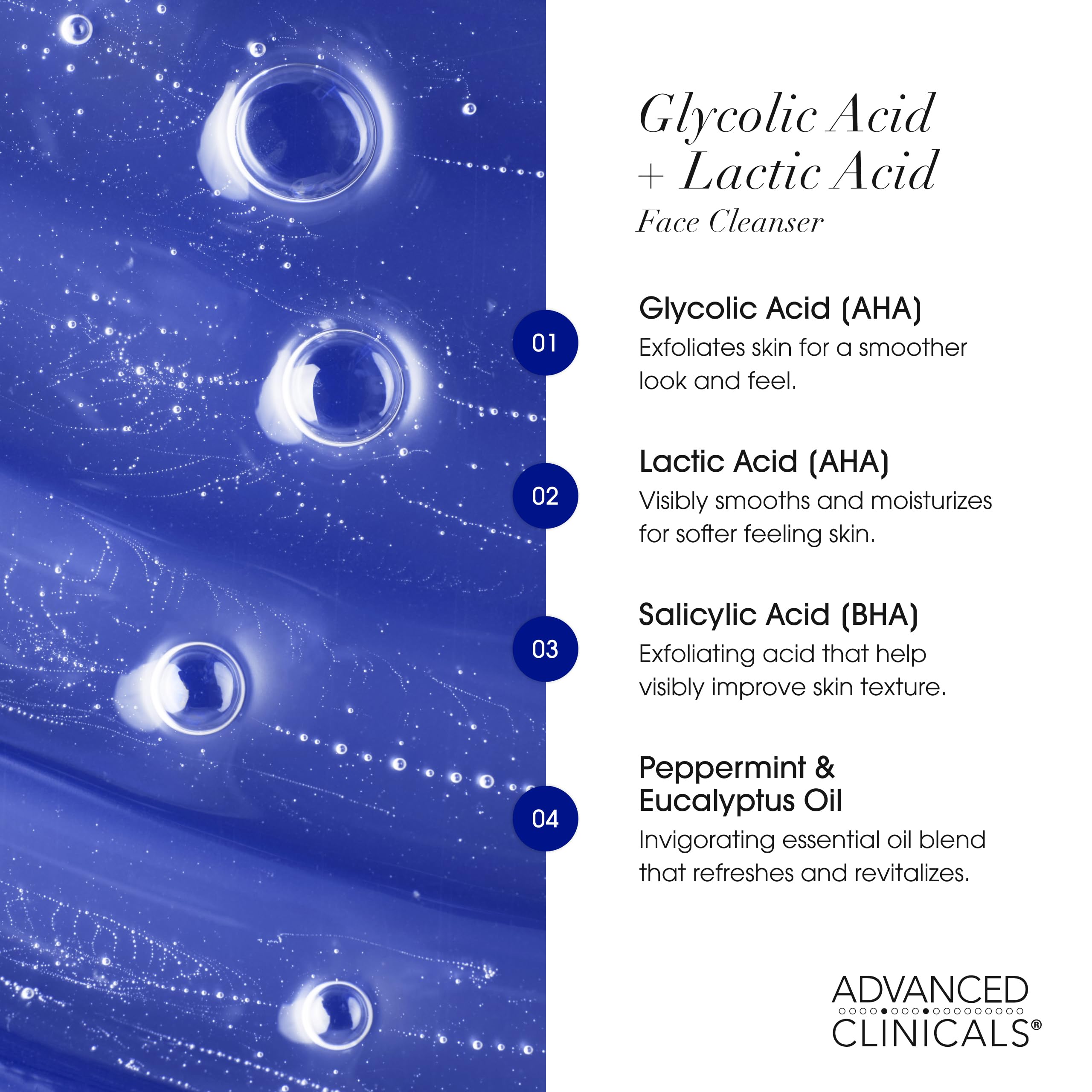 Cooling gel texture of Advanced Clinicals Glycolic Face Wash feels soothing
