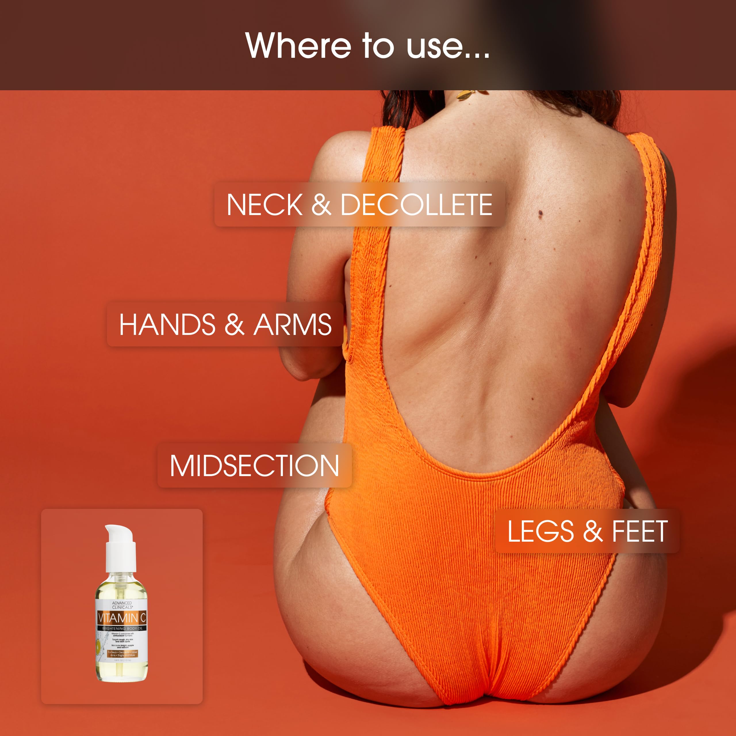 Advanced Clinicals Huile-Corps – peau sèche devient plus douce et souple.