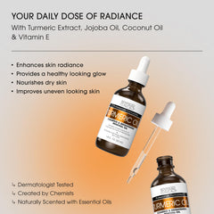 Advanced Clinicals Sérum huile curcuma – application fluide sur le visage, absorption rapide.