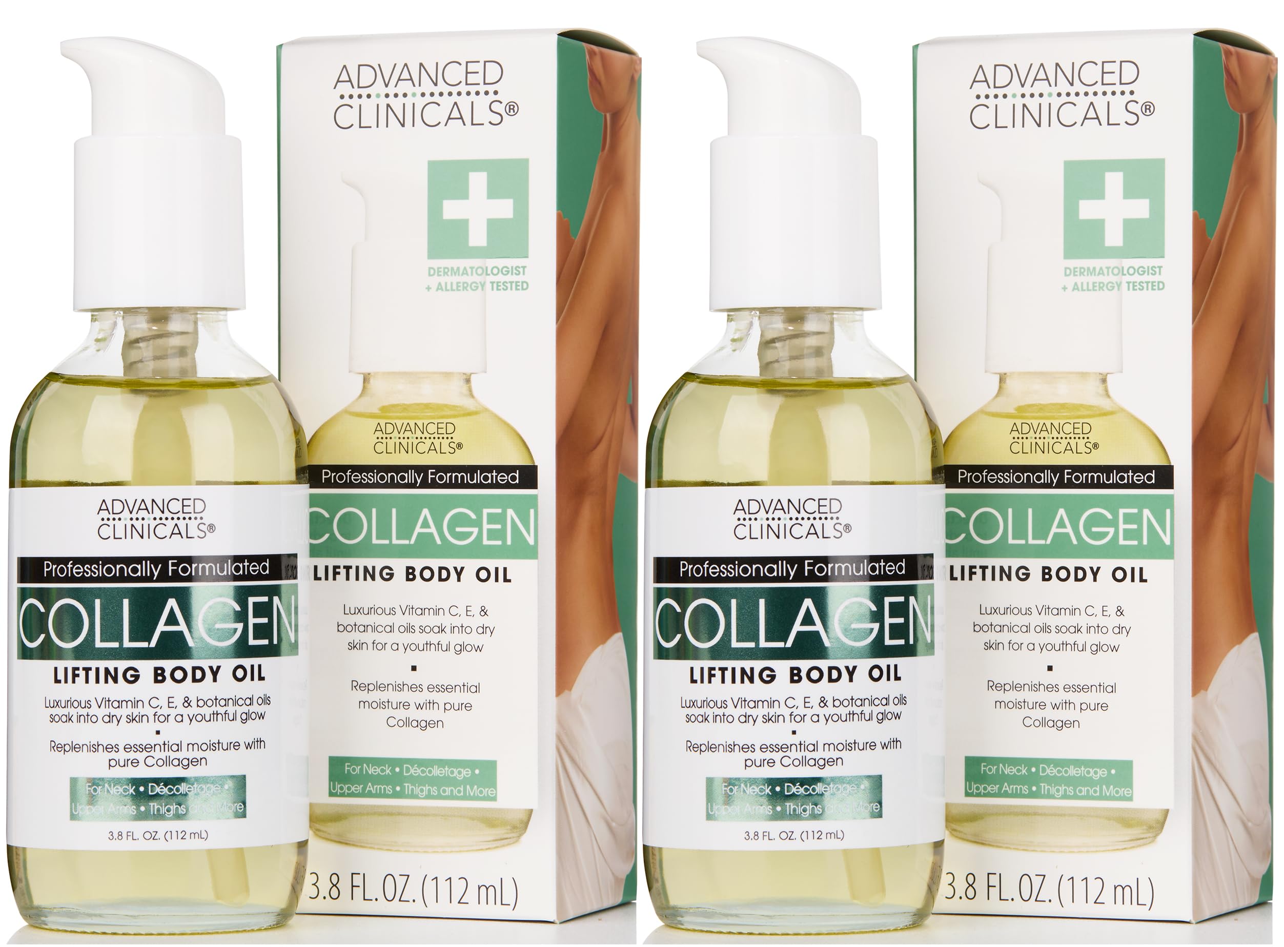 Advanced Clinicals huile au collagène pour le corps, hydratation riche et douceur