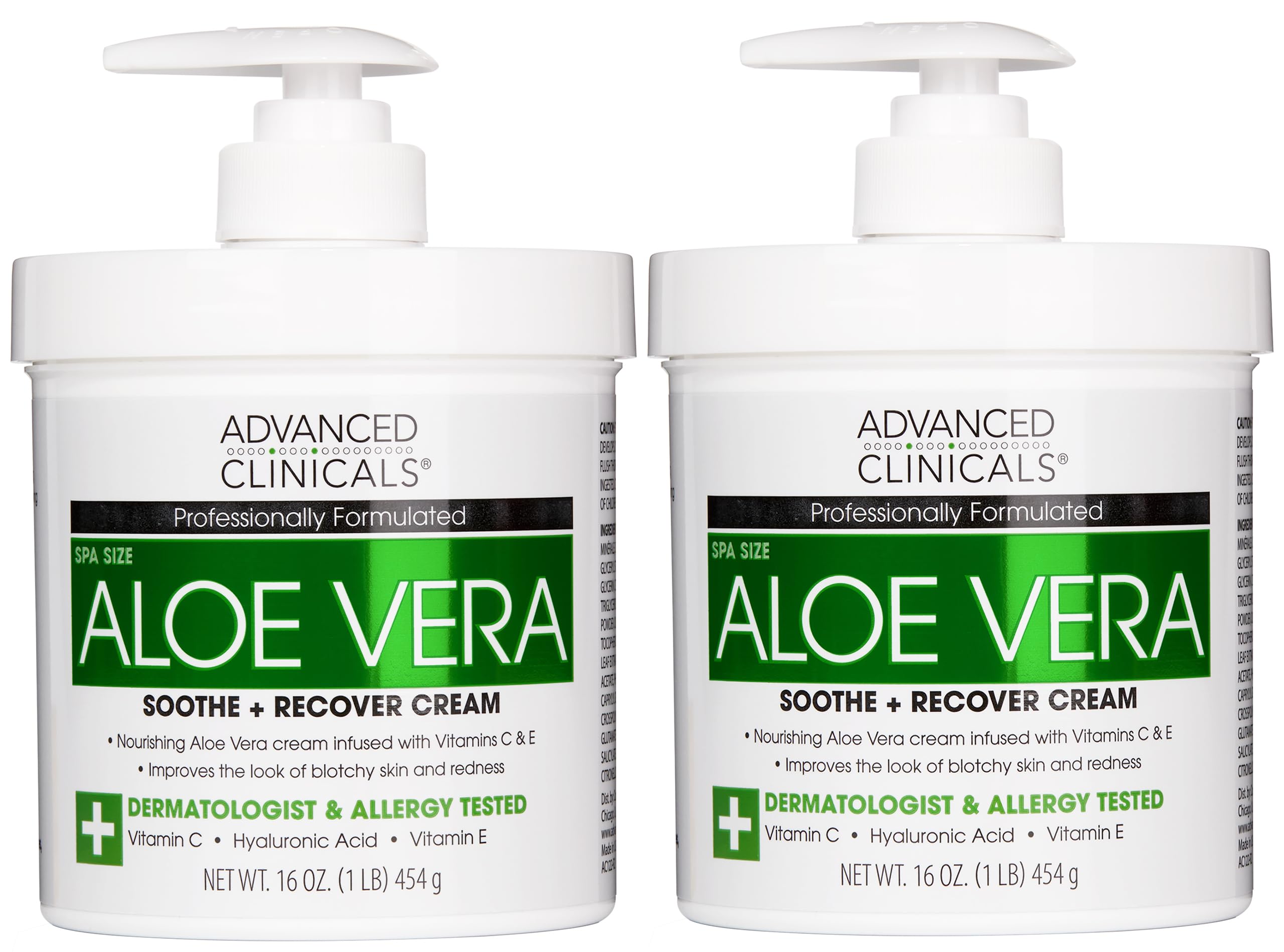 Advanced Clinicals Aloe Vera Lotion : bouteille verser pour hydrater et rafraîchir la peau