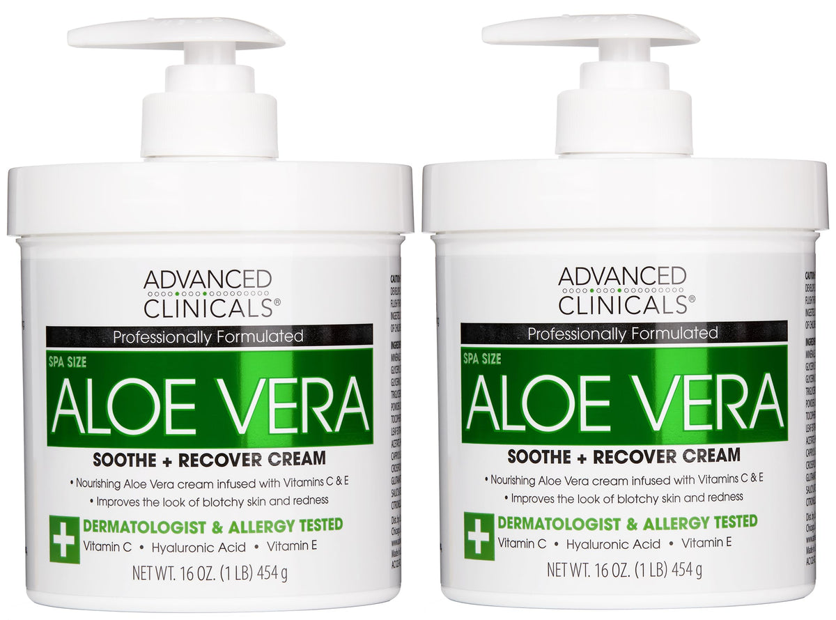 Advanced Clinicals Aloe Vera Lotion : bouteille verser pour hydrater et rafraîchir la peau