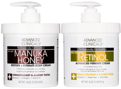 Advanced Clinicals Lotion Retinol Corps Non Parfumée, flacon pompe, hydratation en profondeur.