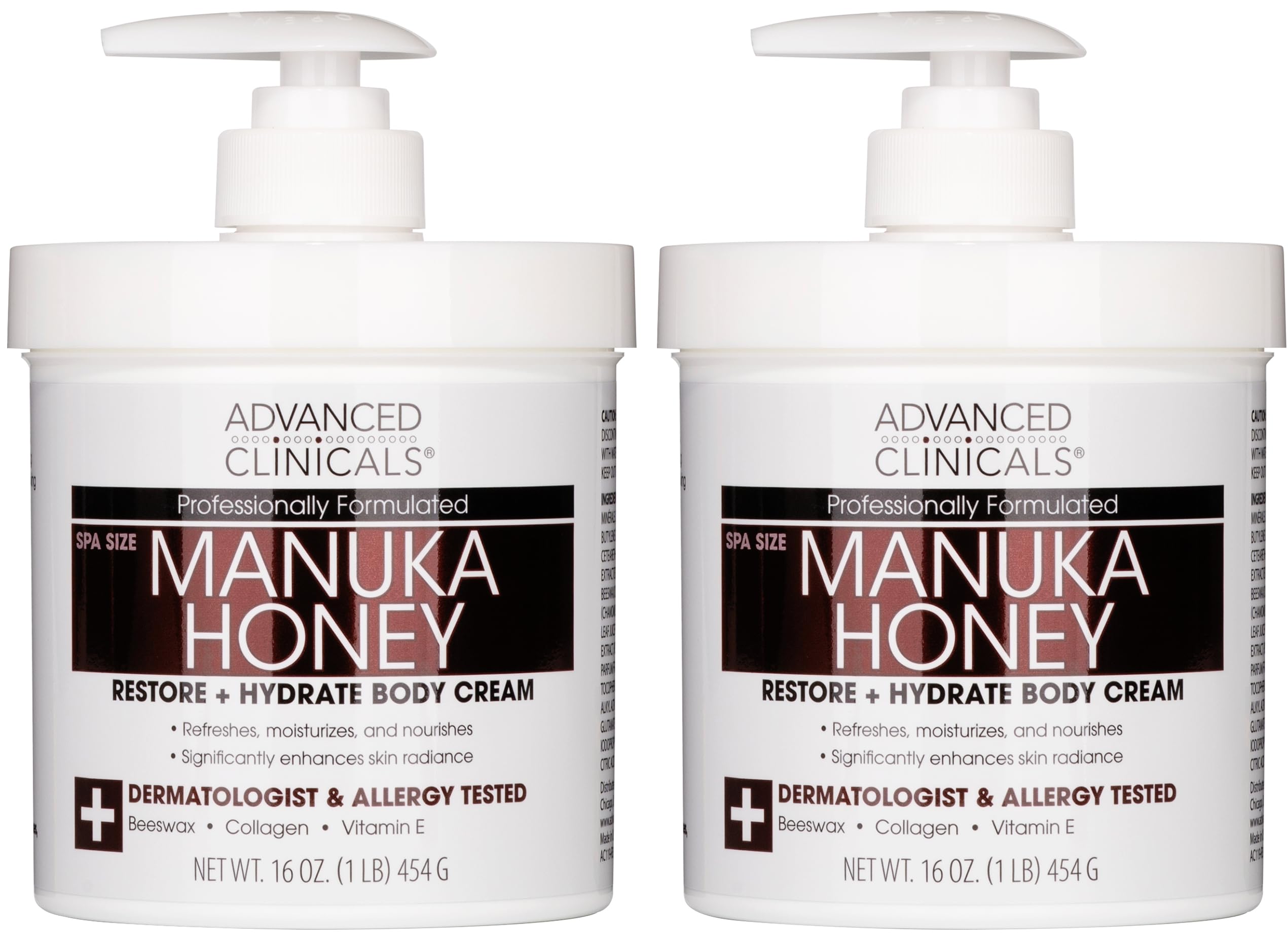 Advanced Clinicals Manuka Honey Body Cream – bouteille hydratante pour peau sèche