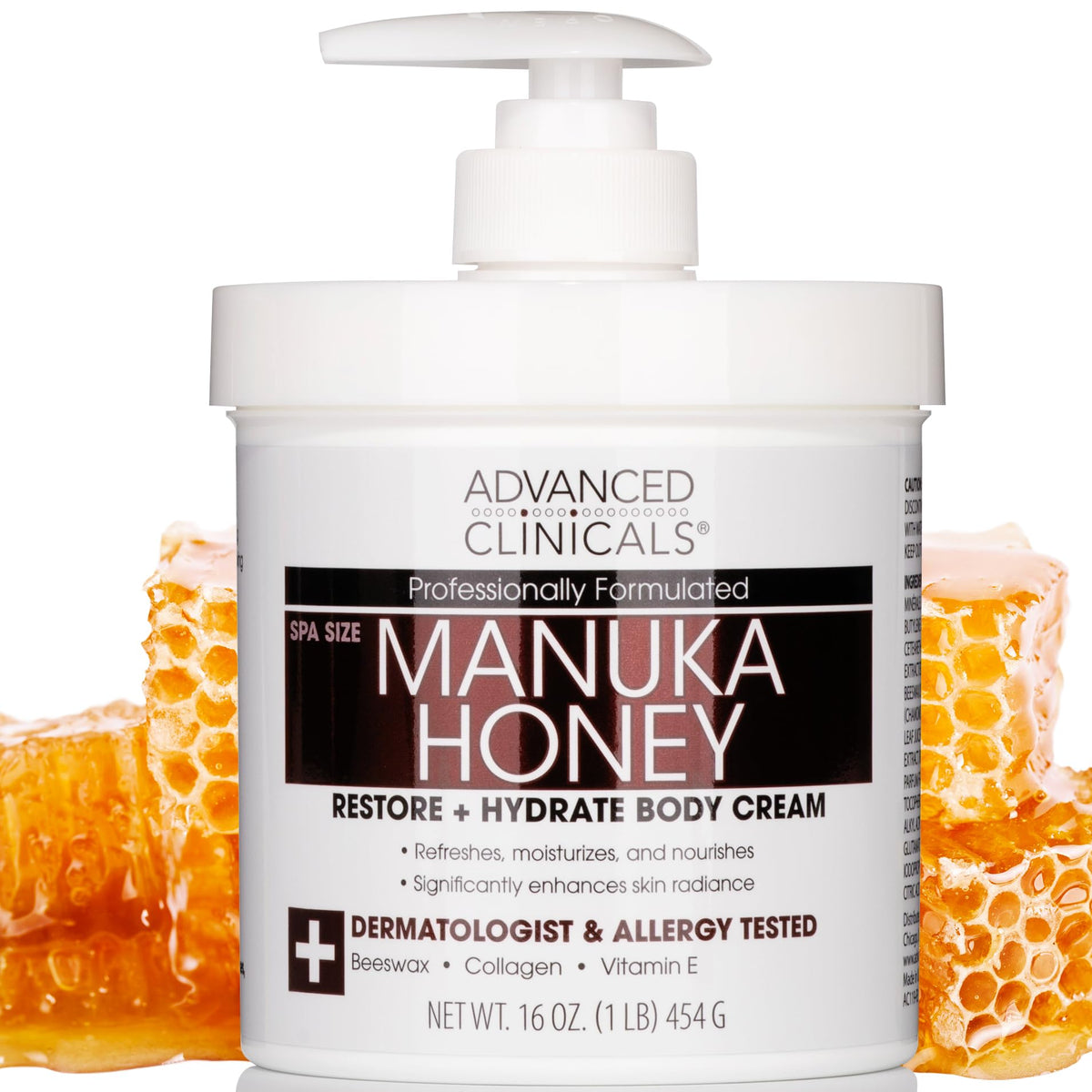Advanced Clinicals Manuka Honey Body Cream texture veloutée pour peau hydratée durable