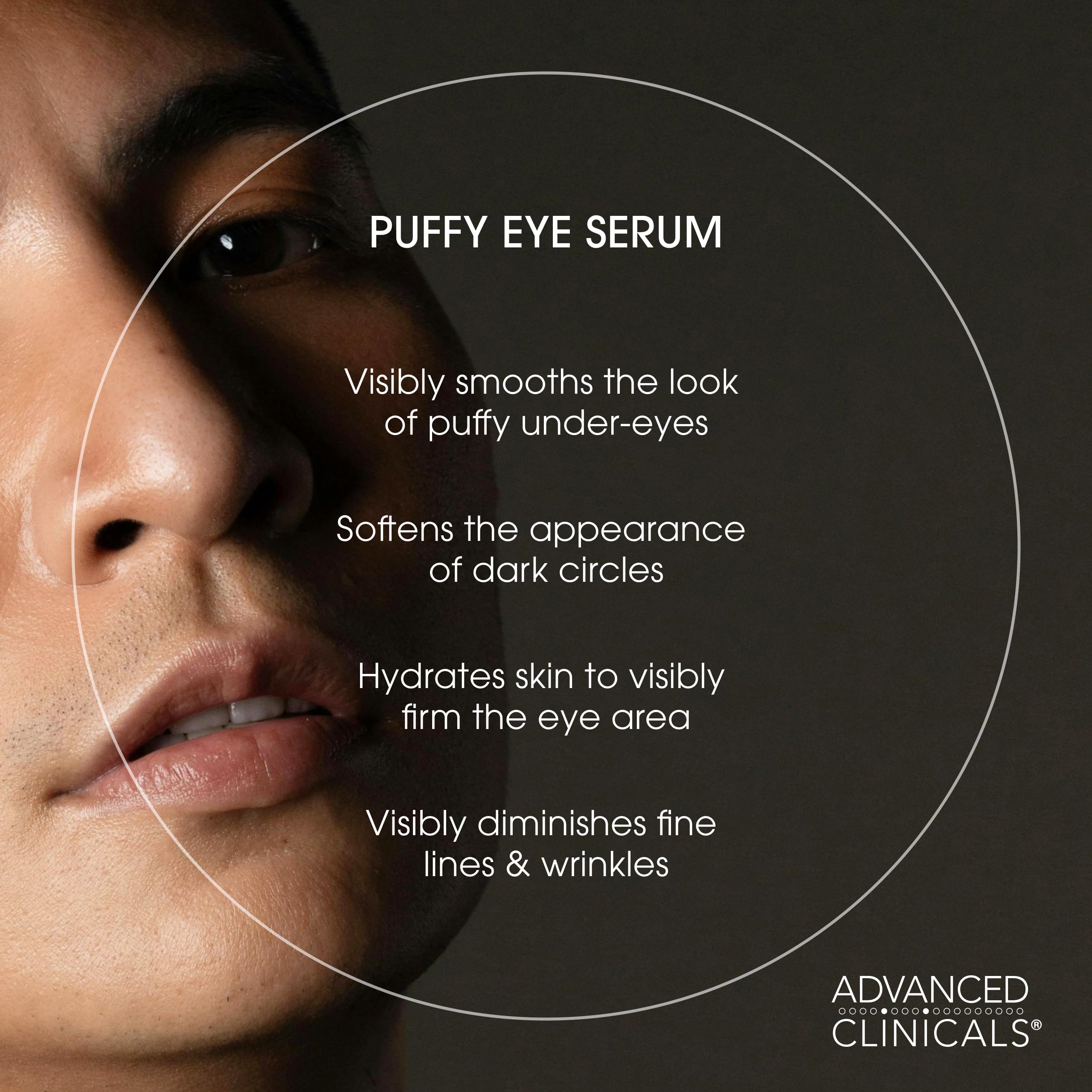 Close-up of the gel texture from Advanced Clinicals Puffy Eye Serum for hydration