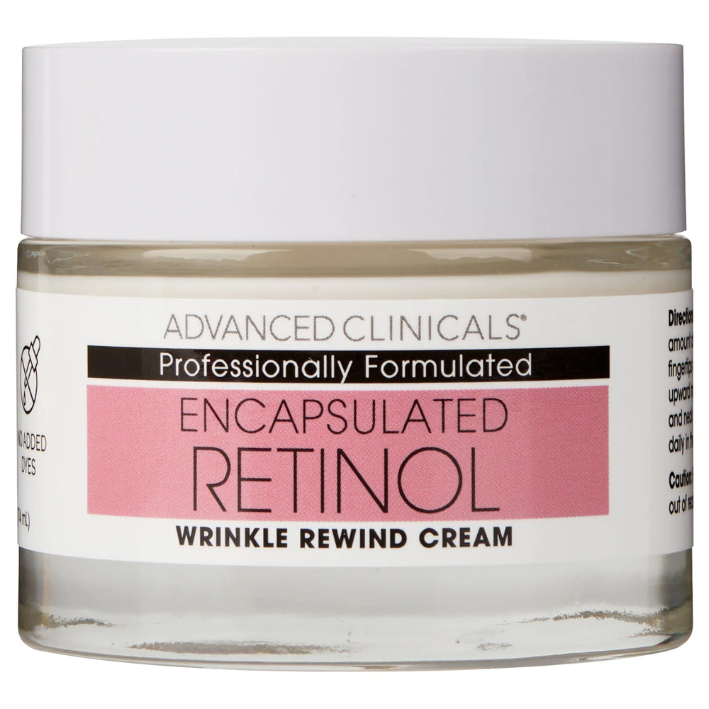 Advanced Clinicals retinol encapsulé avec peptides et acide férulique, peau plus lisse et uniforme.