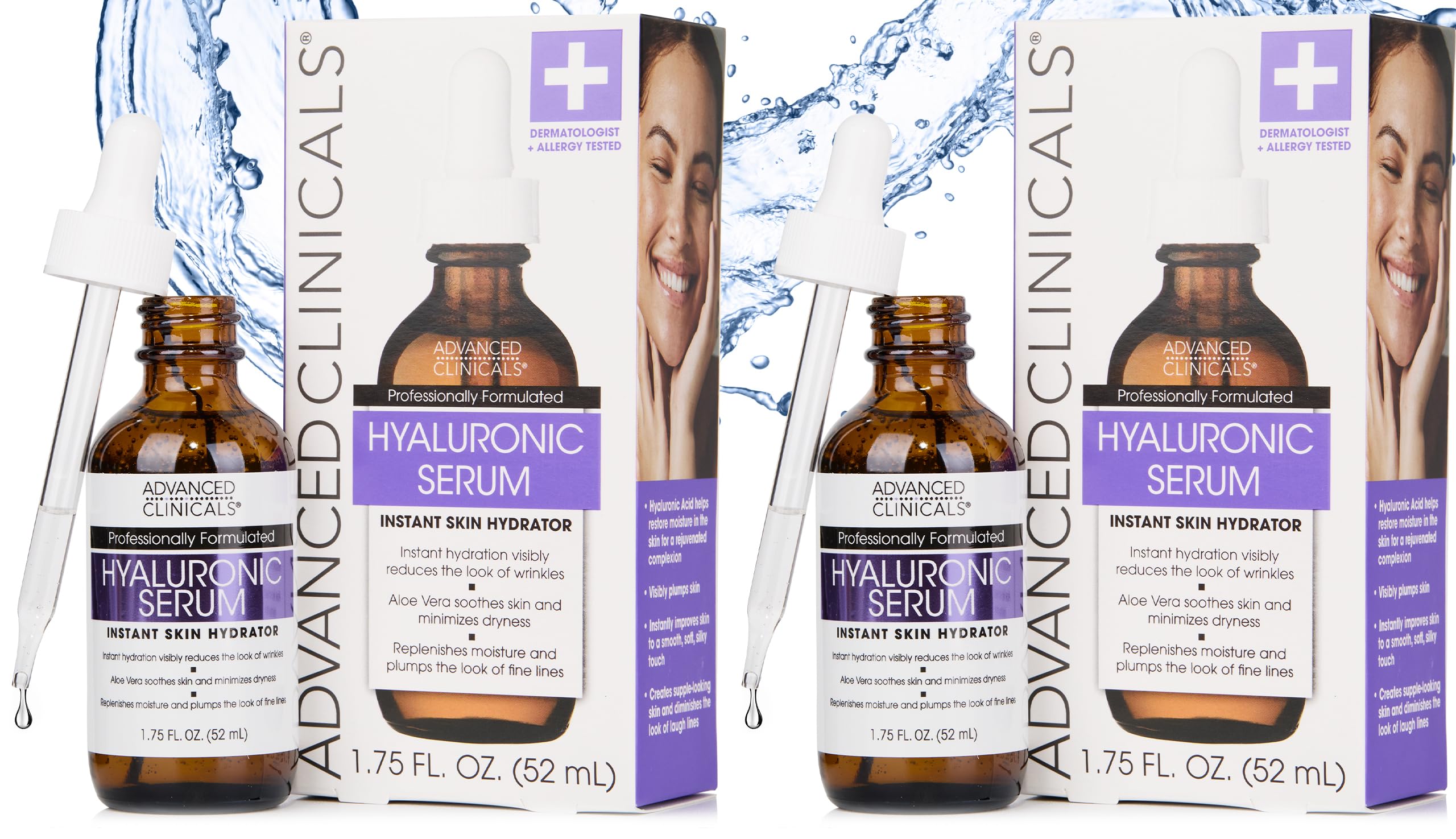 Advanced Clinicals Sérum Hyaluronique : flacon pompe pour hydratation rapide.