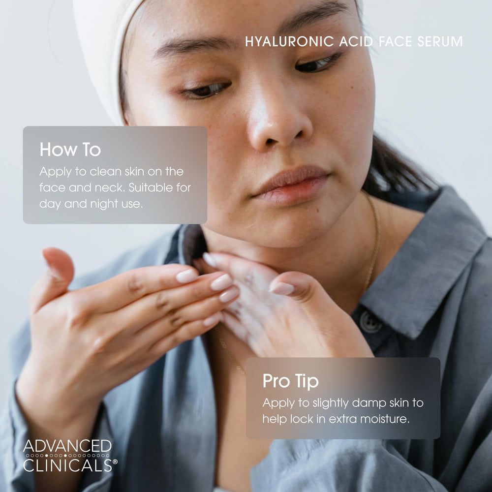 Advanced Clinicals Sérum Hyaluronique : usage quotidien pour peaux sèches et ternes.
