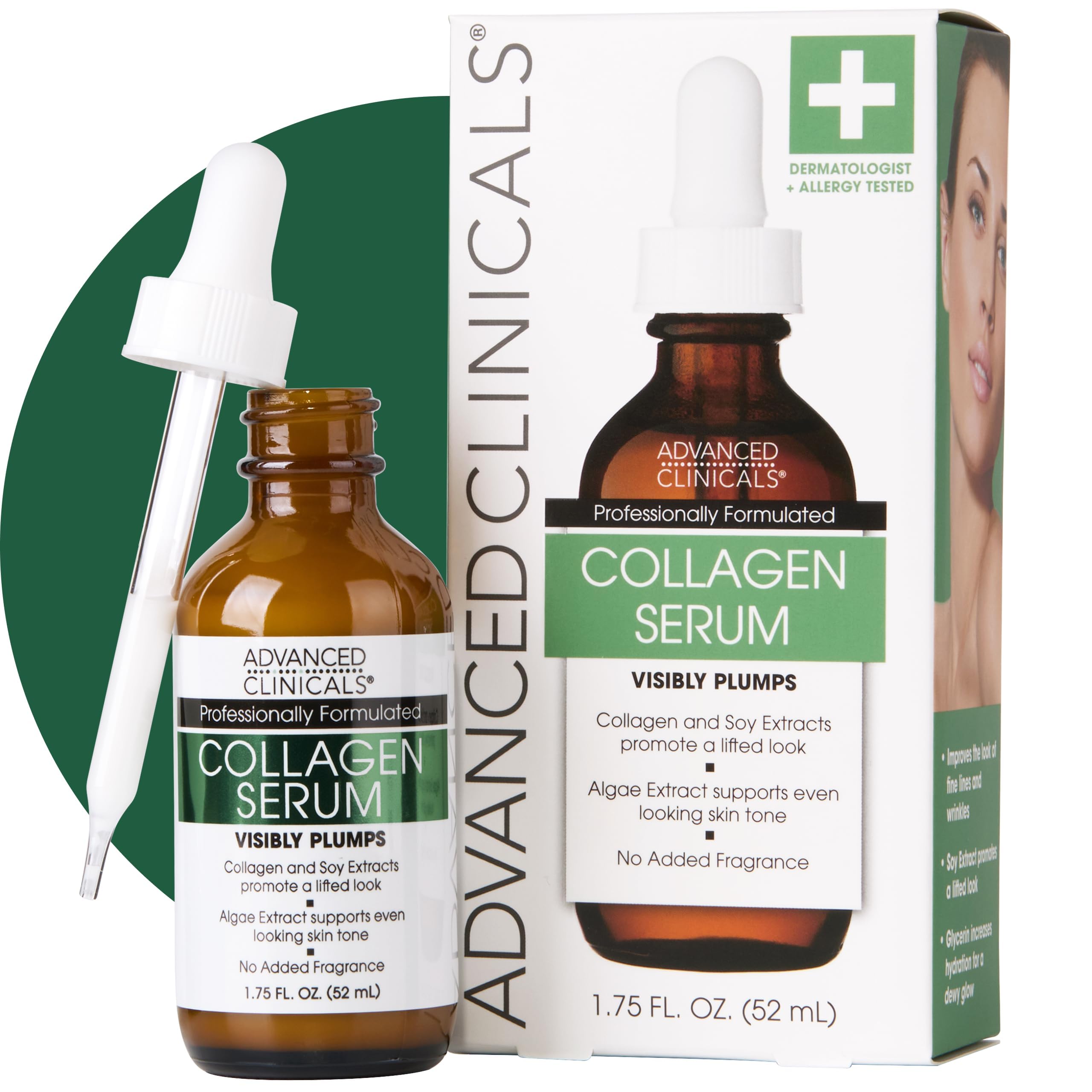 Advanced Clinicals Sérum collagène visage – flacon, hydratation et teint frais