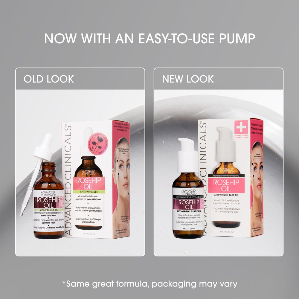 Advanced Clinicals Sérum Rosehip Vitamine E Flacon: nourrit et ravive le teint terne.