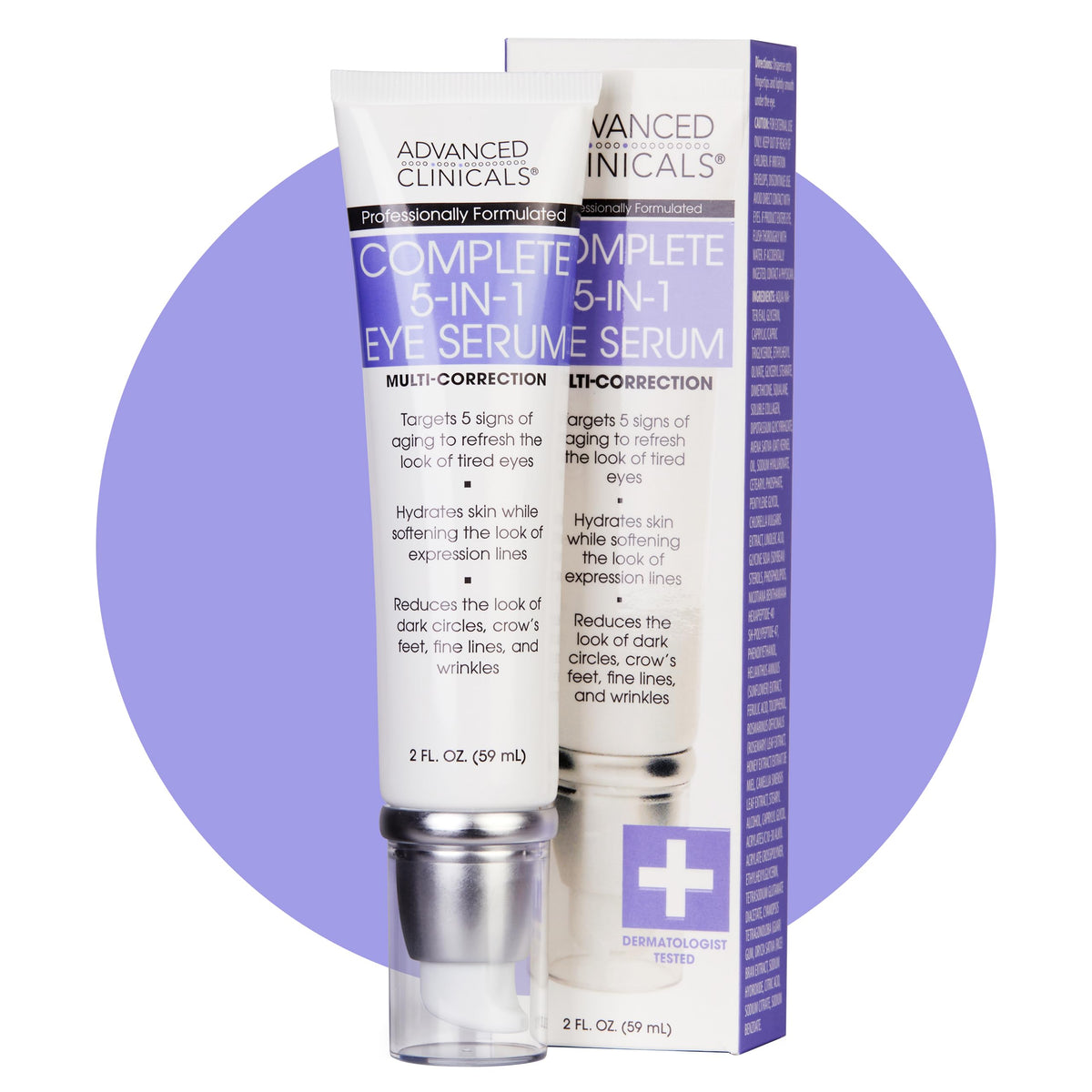 Advanced Clinicals Sérum Yeux 5-en-1: bouteille compacte pour hydrater le contour des yeux.